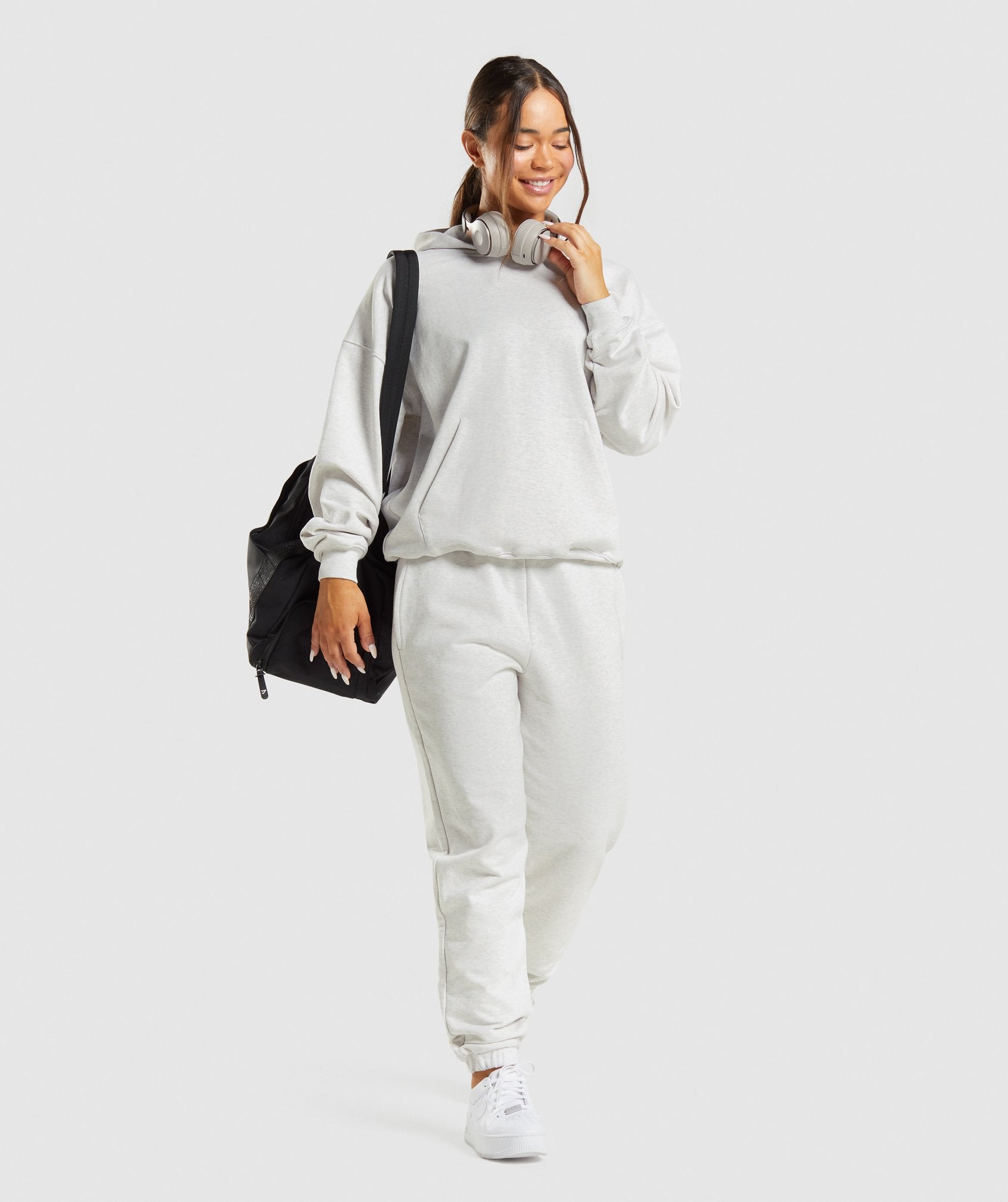 Rest Day Sweats Hoodie in White Marl - view 4