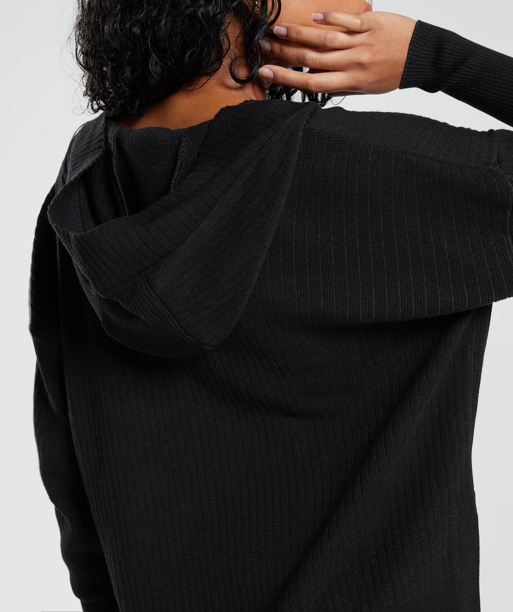 Pause Knitwear Hoodie in Black/Onyx Grey