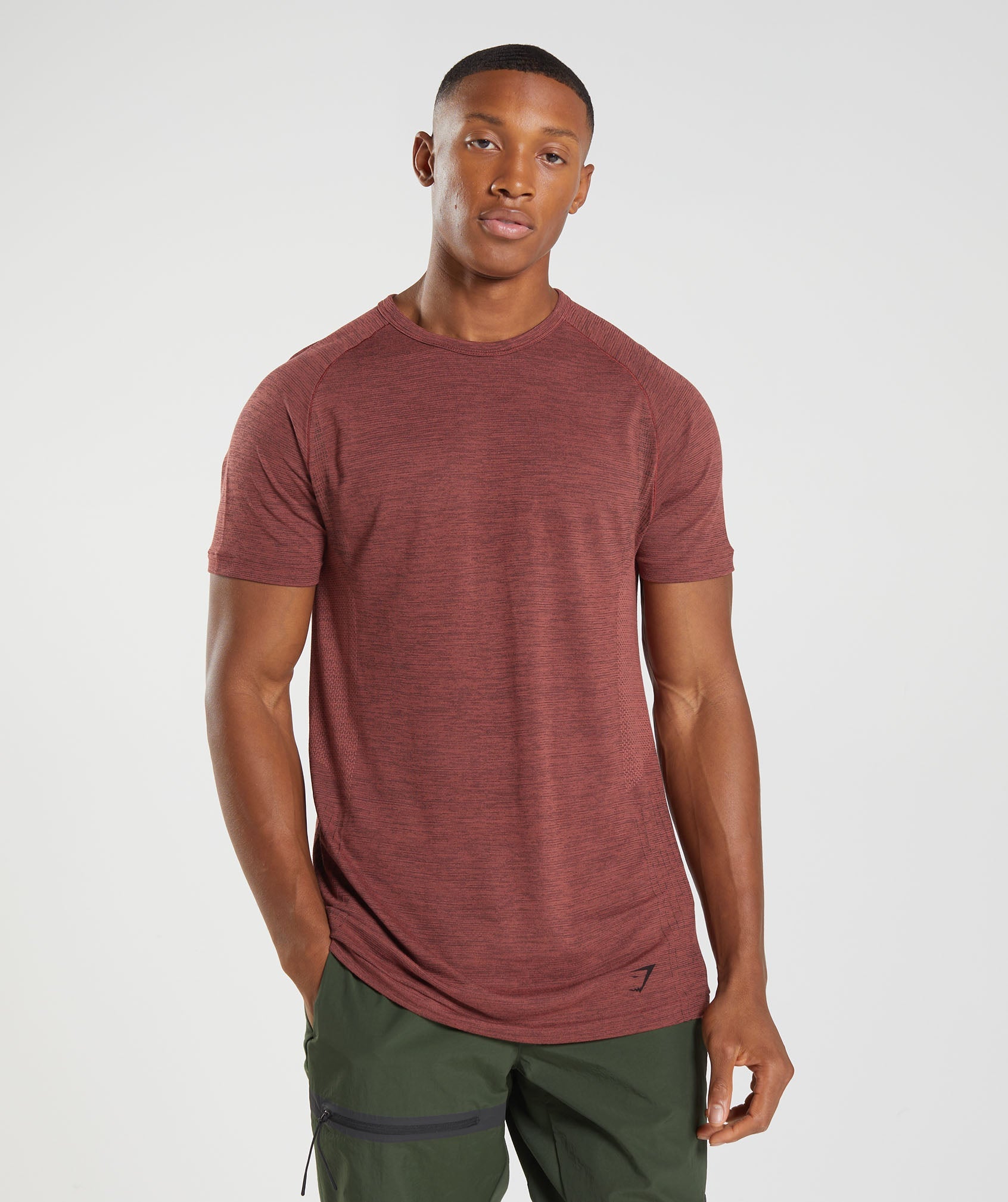 Retake Seamless T-Shirt in Rose Brown/Black Marl