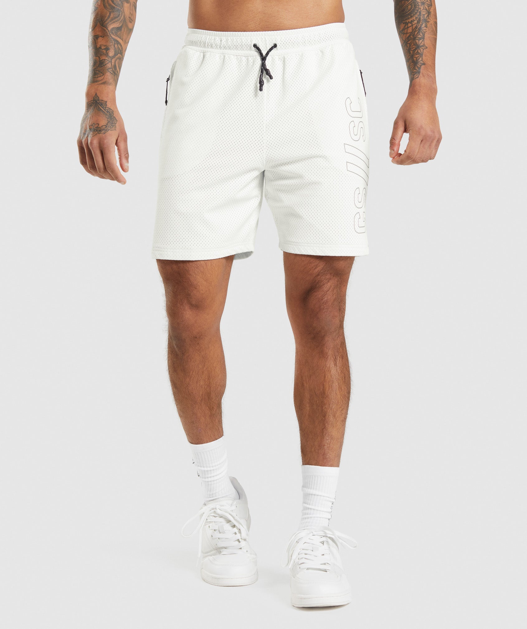 Gymshark//Steve Cook Mesh Shorts in Off White