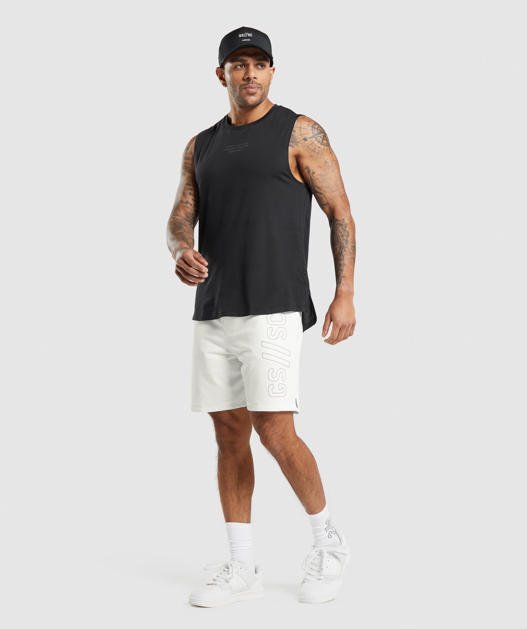Gymshark//Steve Cook Mesh Shorts in Off White