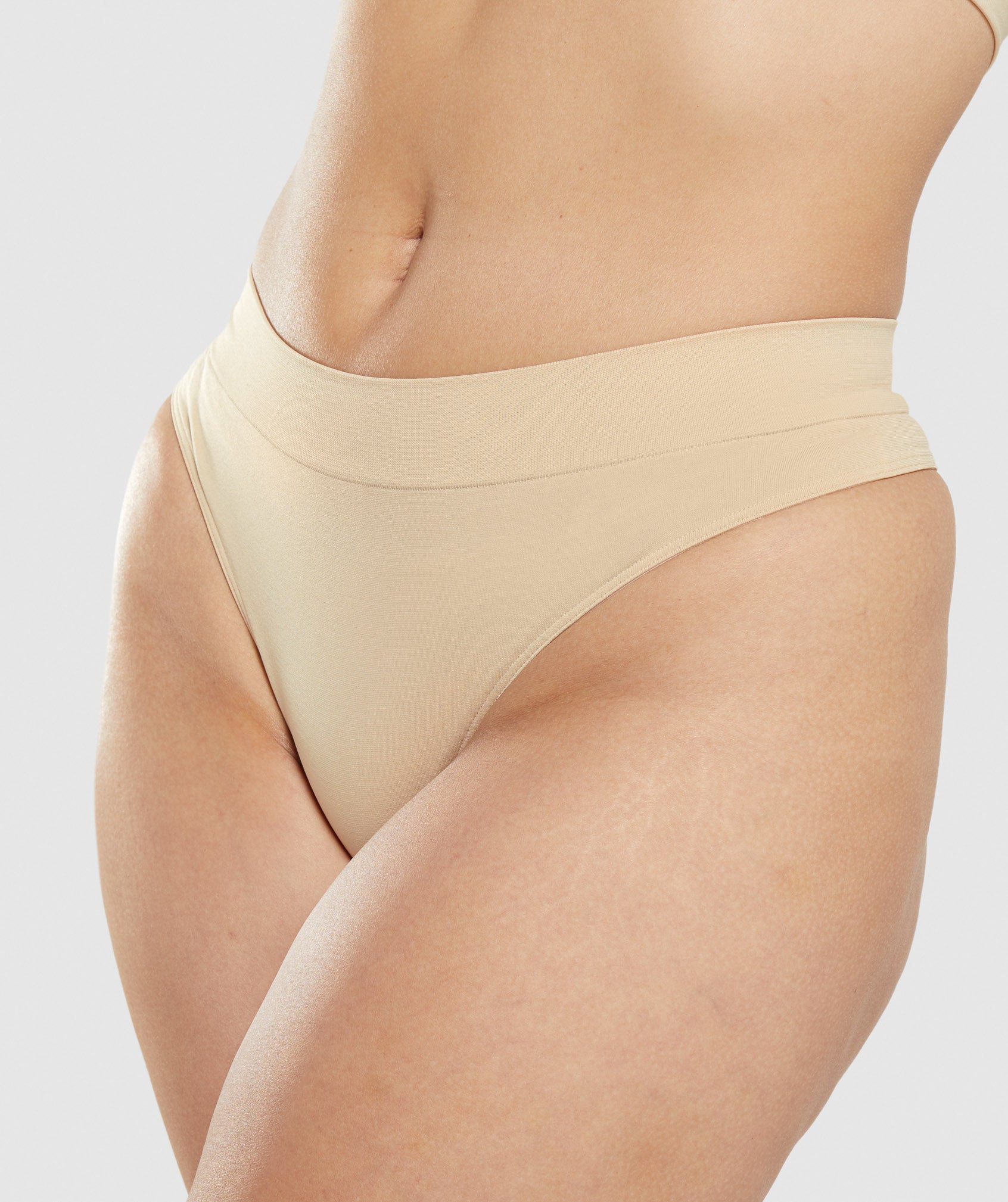 Seamless High Rise Thong in Fawn Light Brown