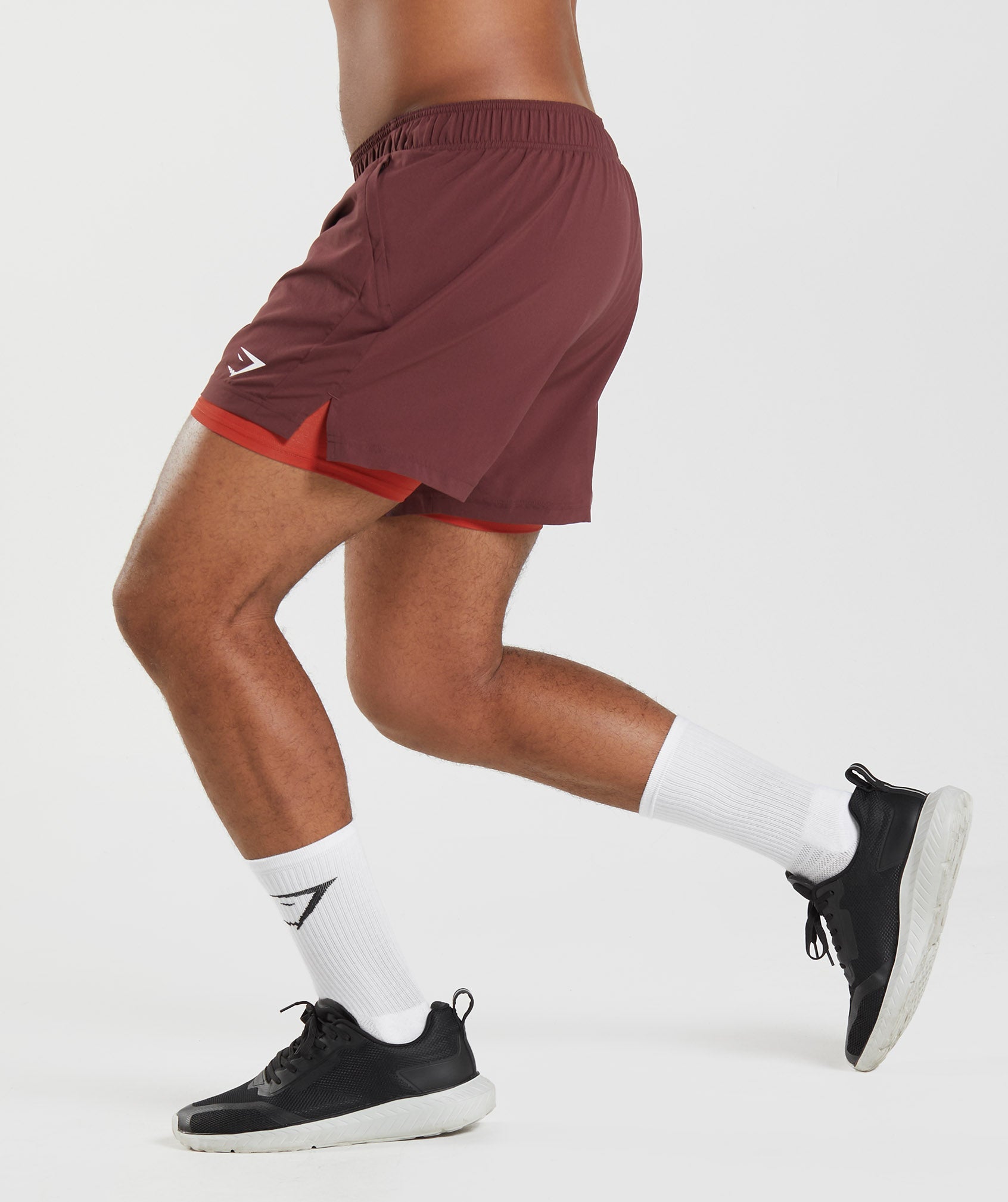 Sport 5" 2 In 1 Shorts in Baked Maroon/Salsa Red