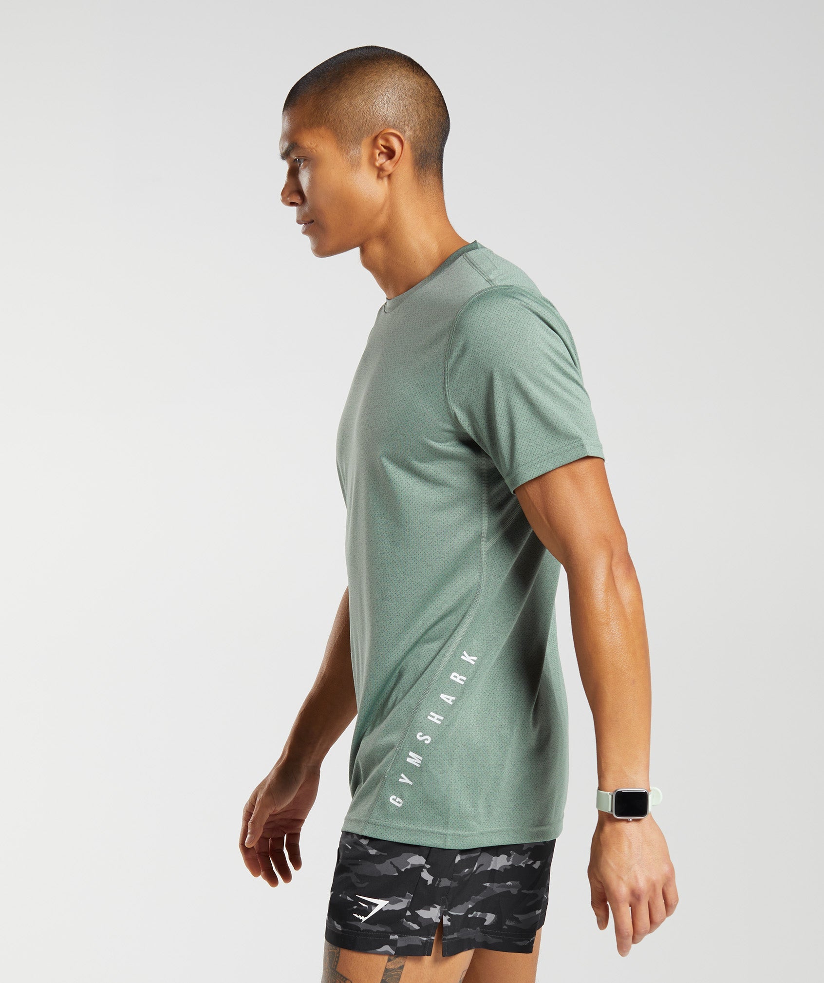 Sport T-Shirt in Willow Green/Black Marl