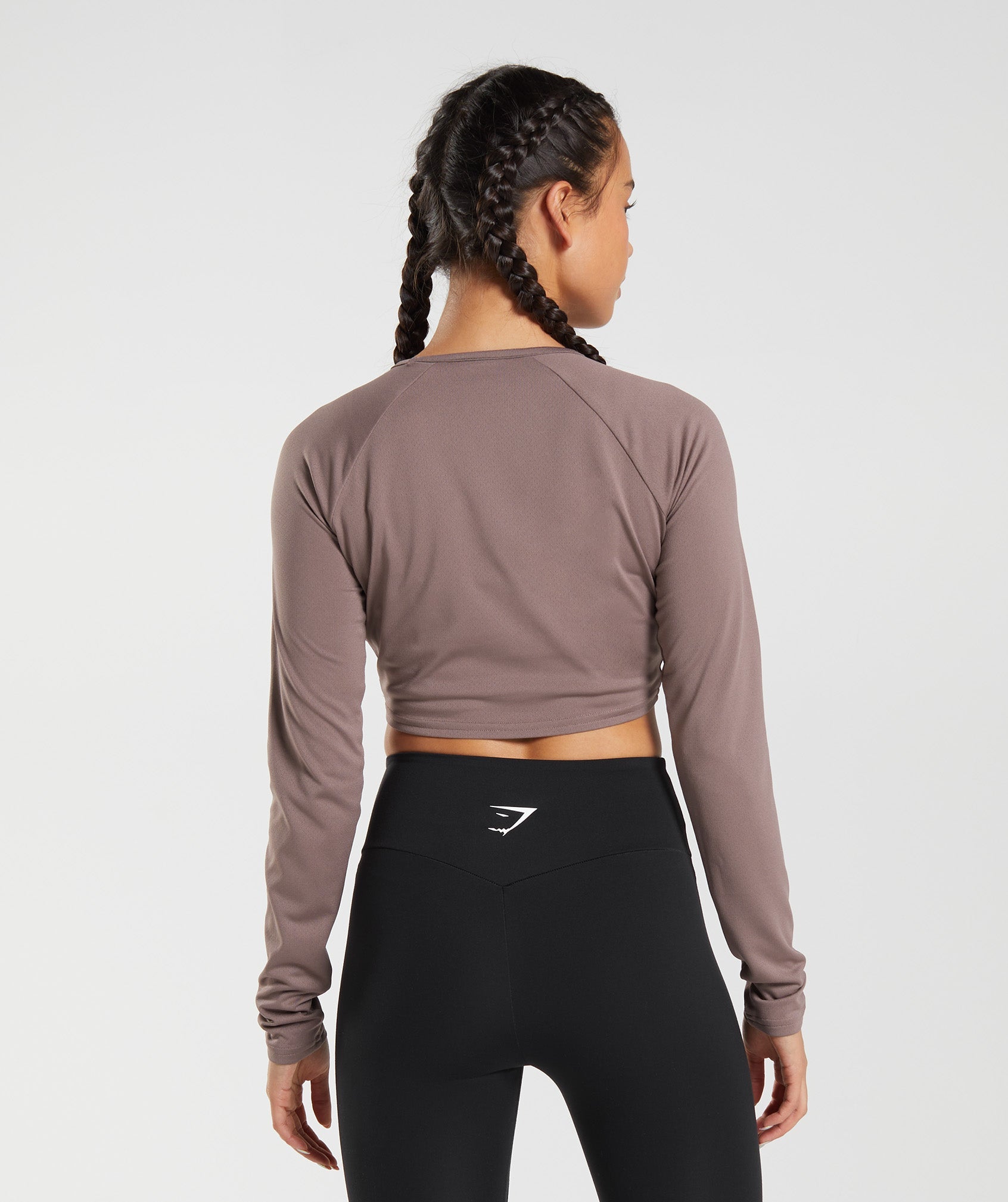 Training Long Sleeve Crop Top in Truffle Brown