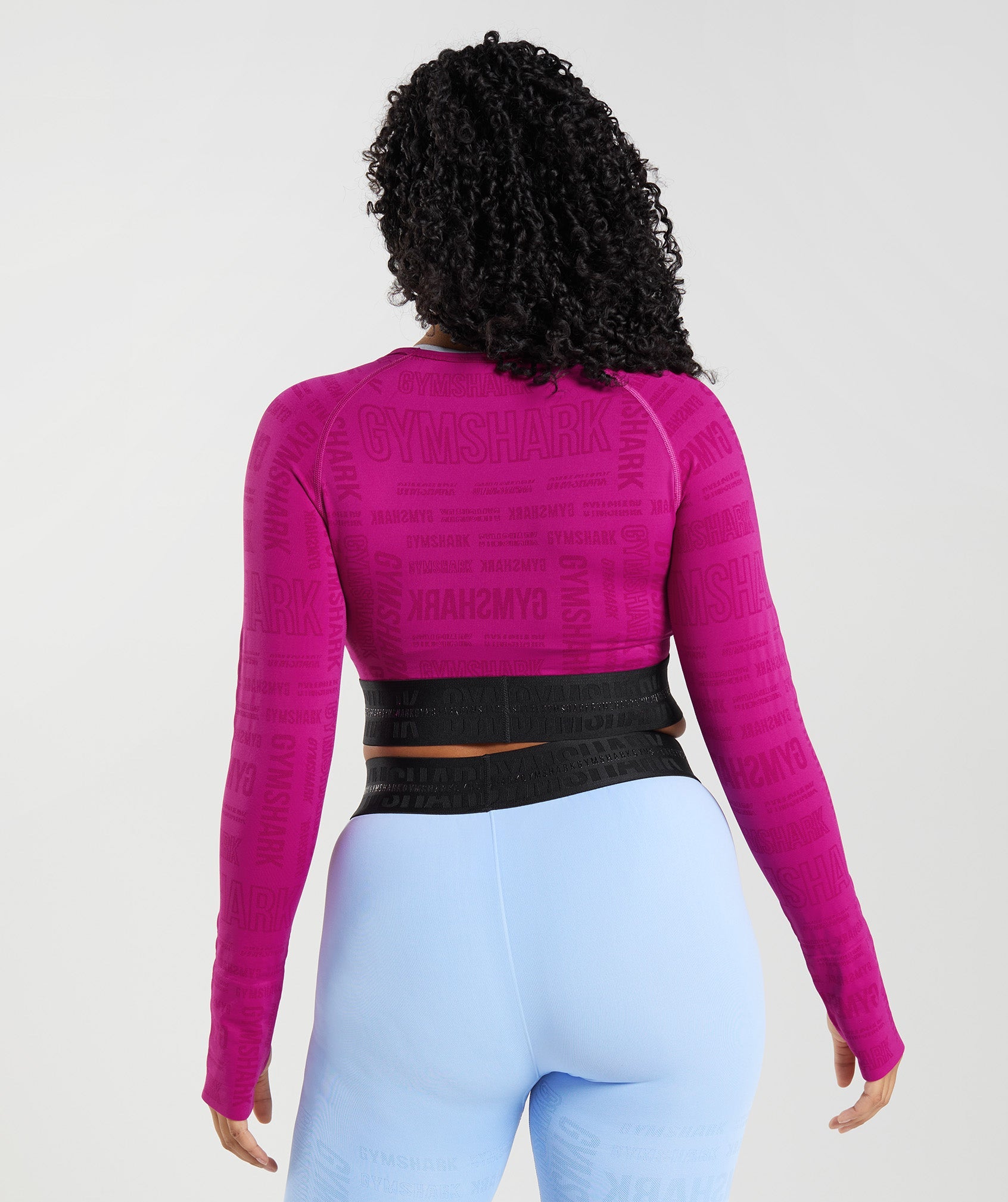 Vision Long Sleeve Crop Top in Dragon Pink