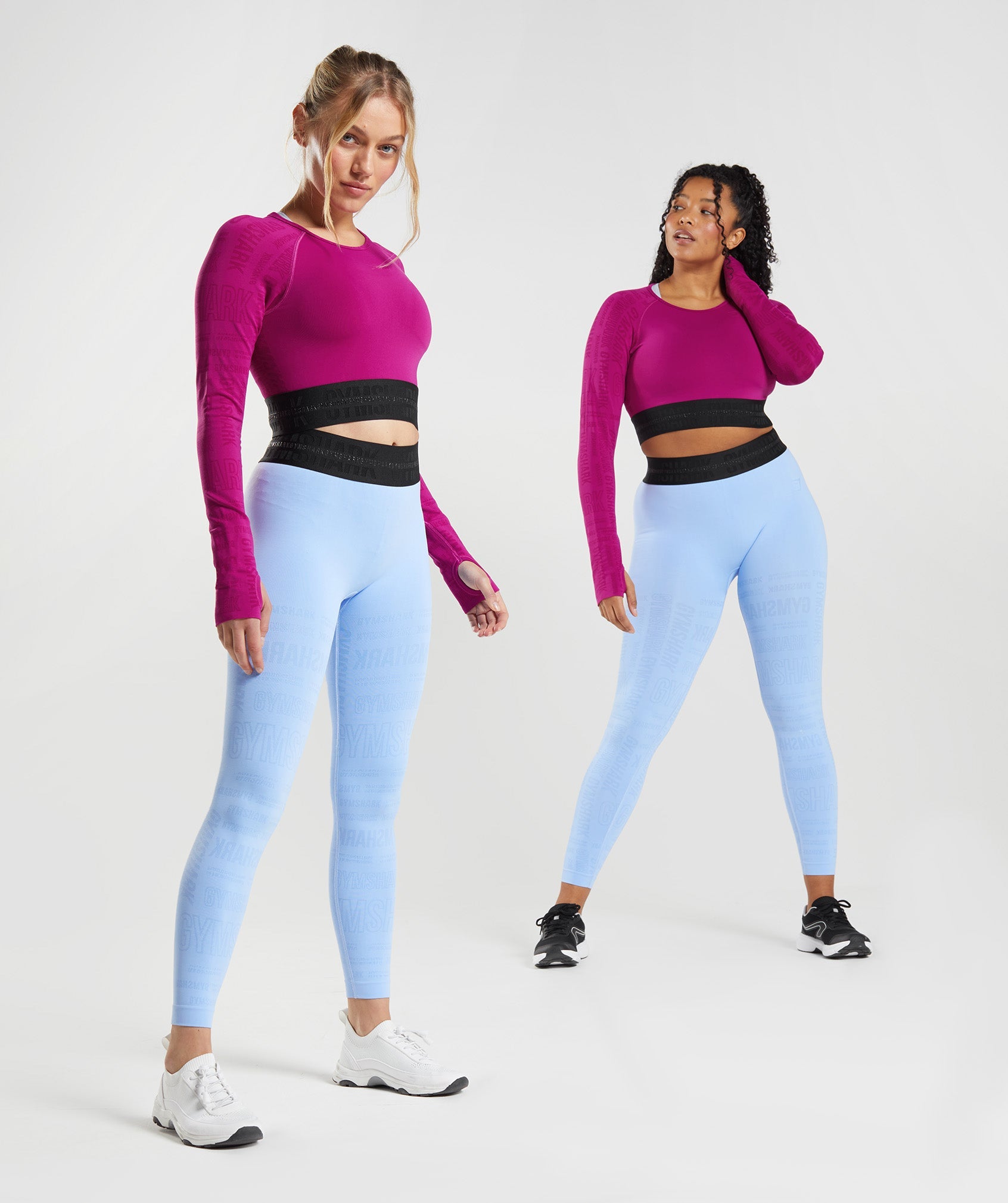 Vision Long Sleeve Crop Top in Dragon Pink