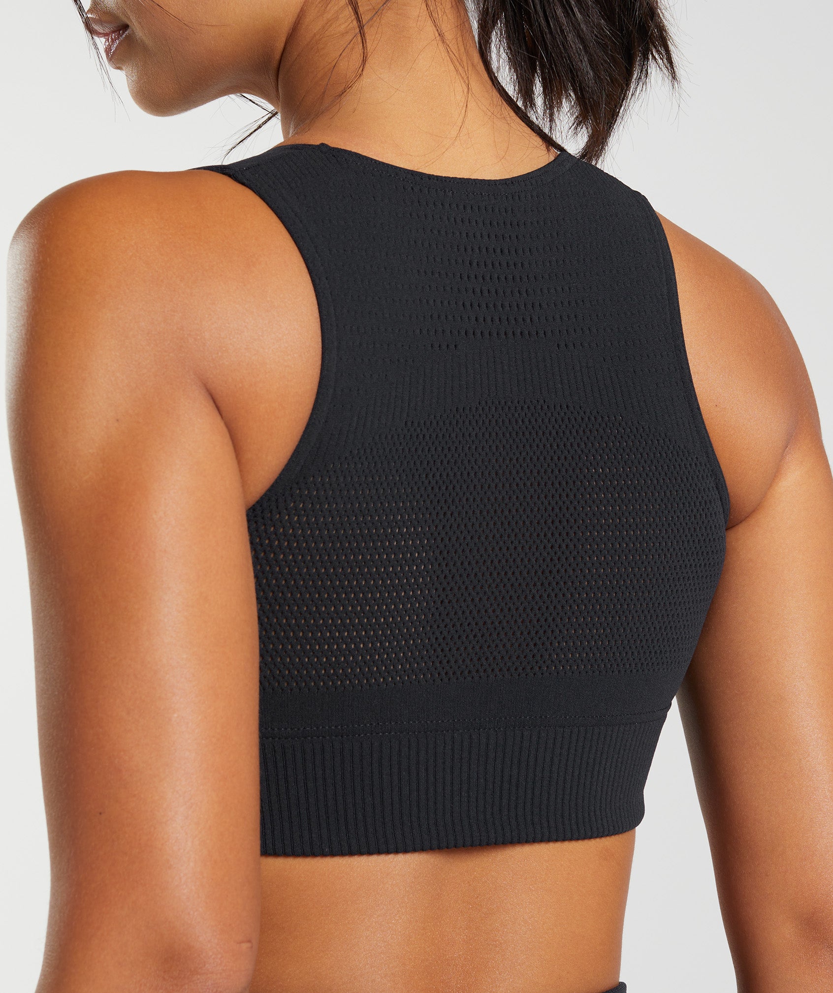 Warp Knit Crop Top in Black