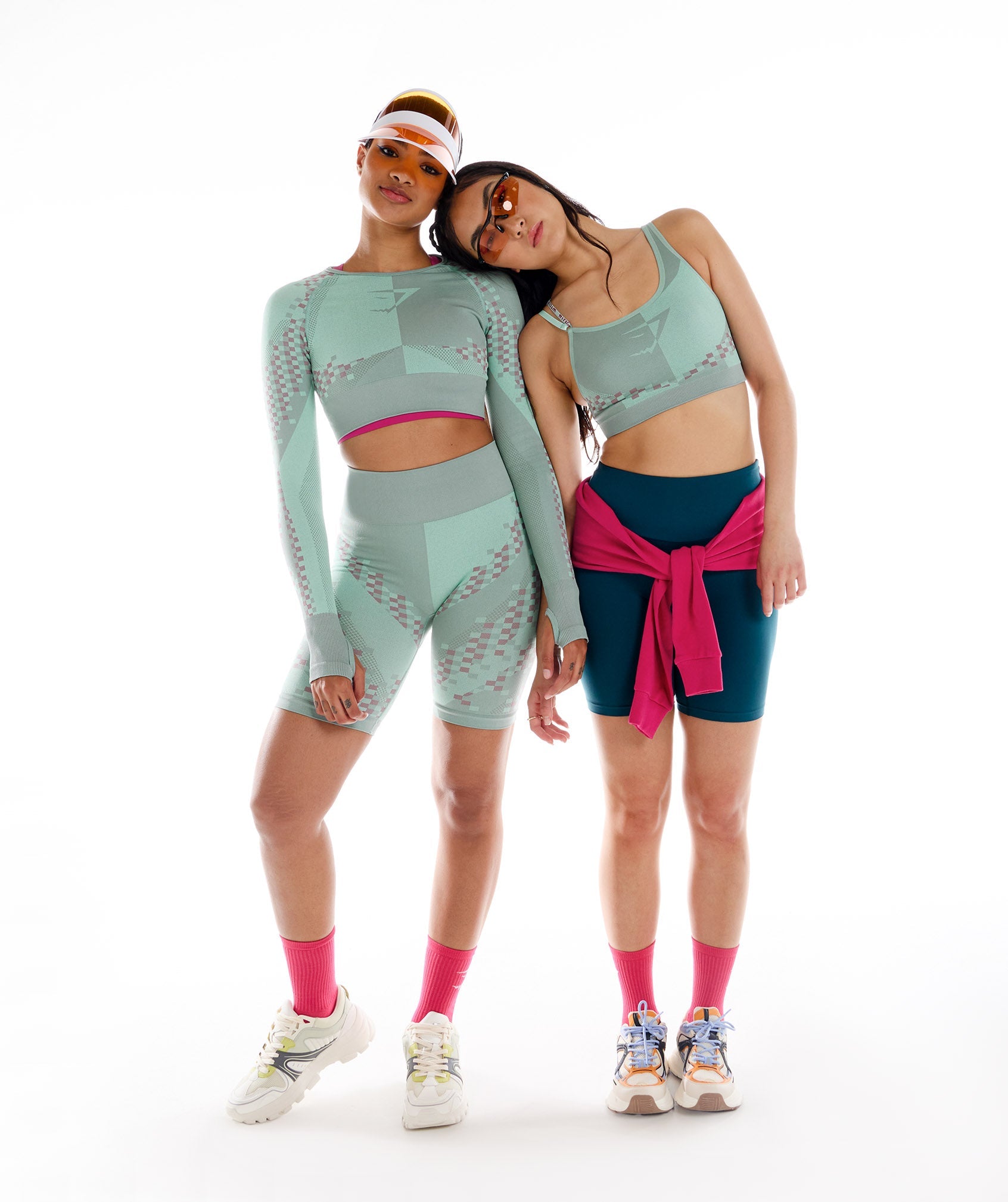 Wtflex Cyborg Seamless Cycling Shorts in Maya Blue/Hibiscus Pink/Turbo Blue