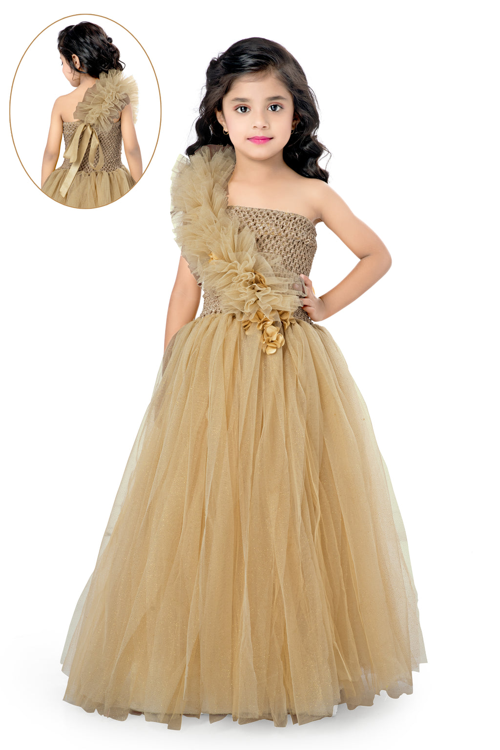 golden color baby frock