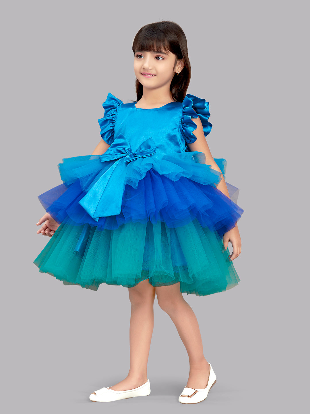 Blue Layered Party Frock – Pink Chick