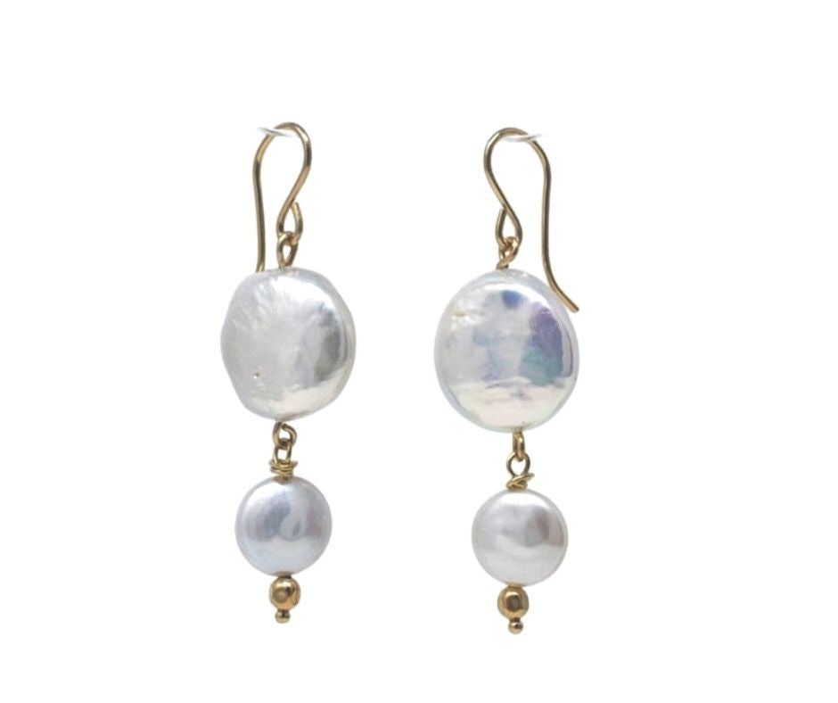 coin pearl drop earrings