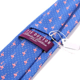Blue & Pink Dot Flamingo Print Silk Tie 7.5cm