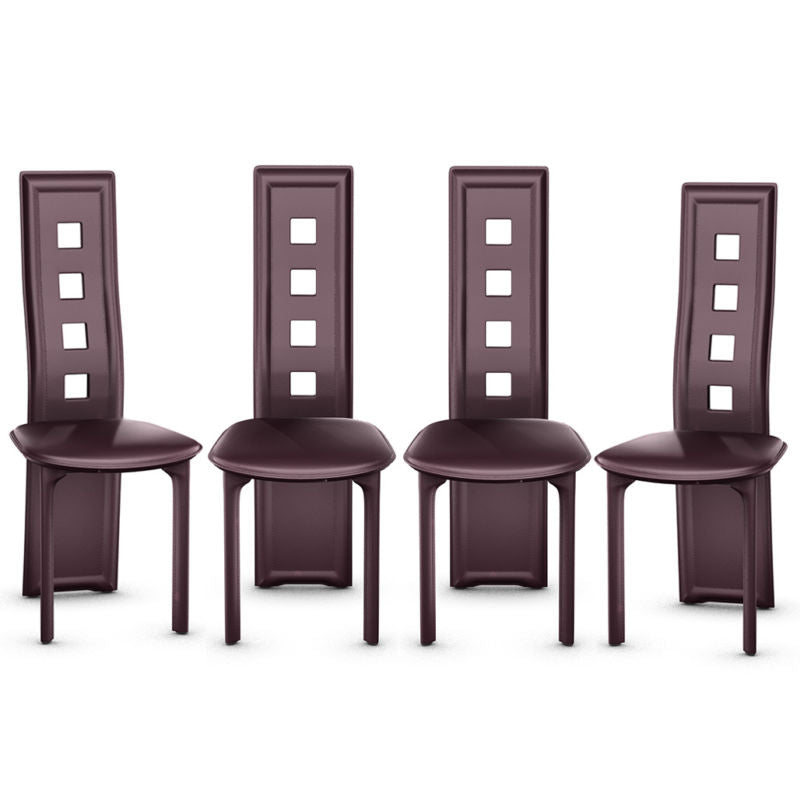 Set of 4 Dining Chairs Steel Frame High Back Armless