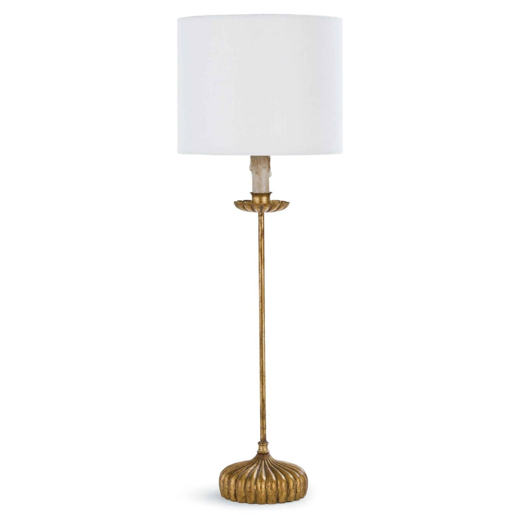 Clove Stem Buffet Table Lamp With Black Shade – Bone & Brass