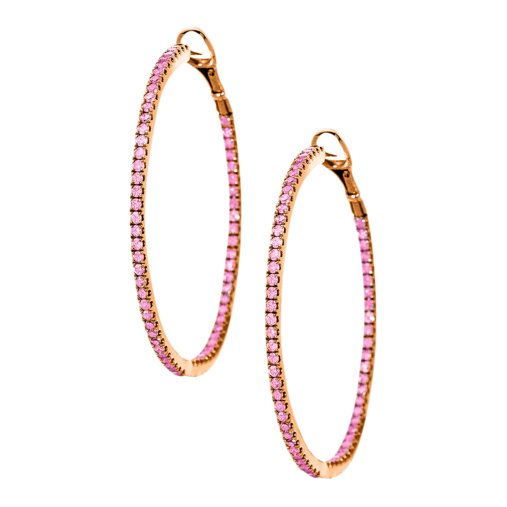 Mary Hoops Rose Gold Pink Sapphire 1.5mm – Meredith Marks
