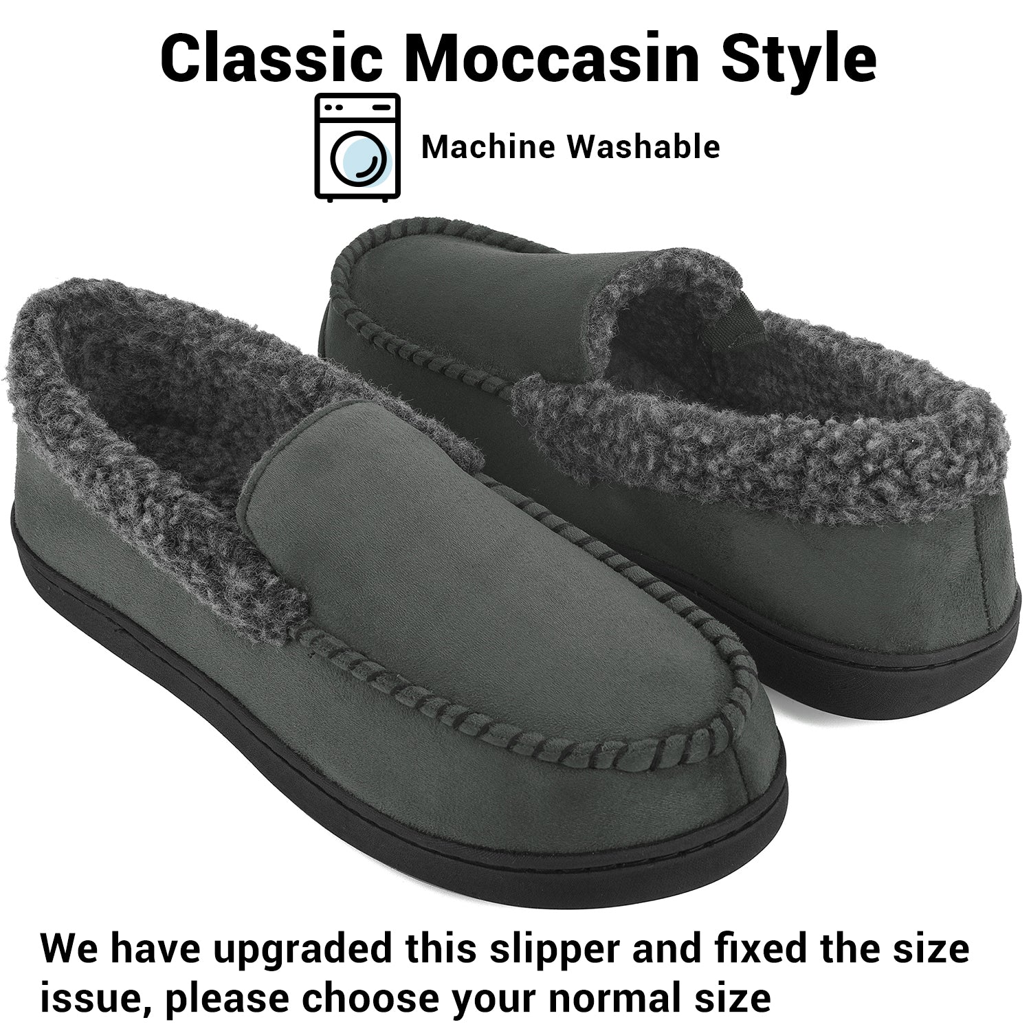 VONMAY Men's Moccasin Slippers Fuzzy 