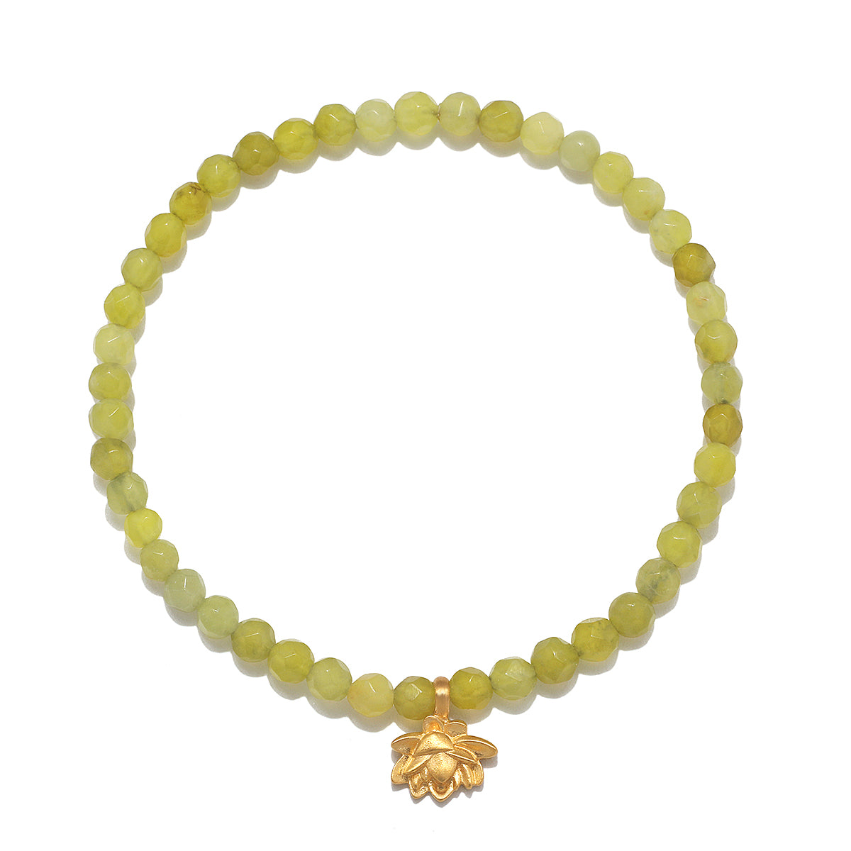 Abundant Fortune Lotus Olive Jade Gemstone Bracelet