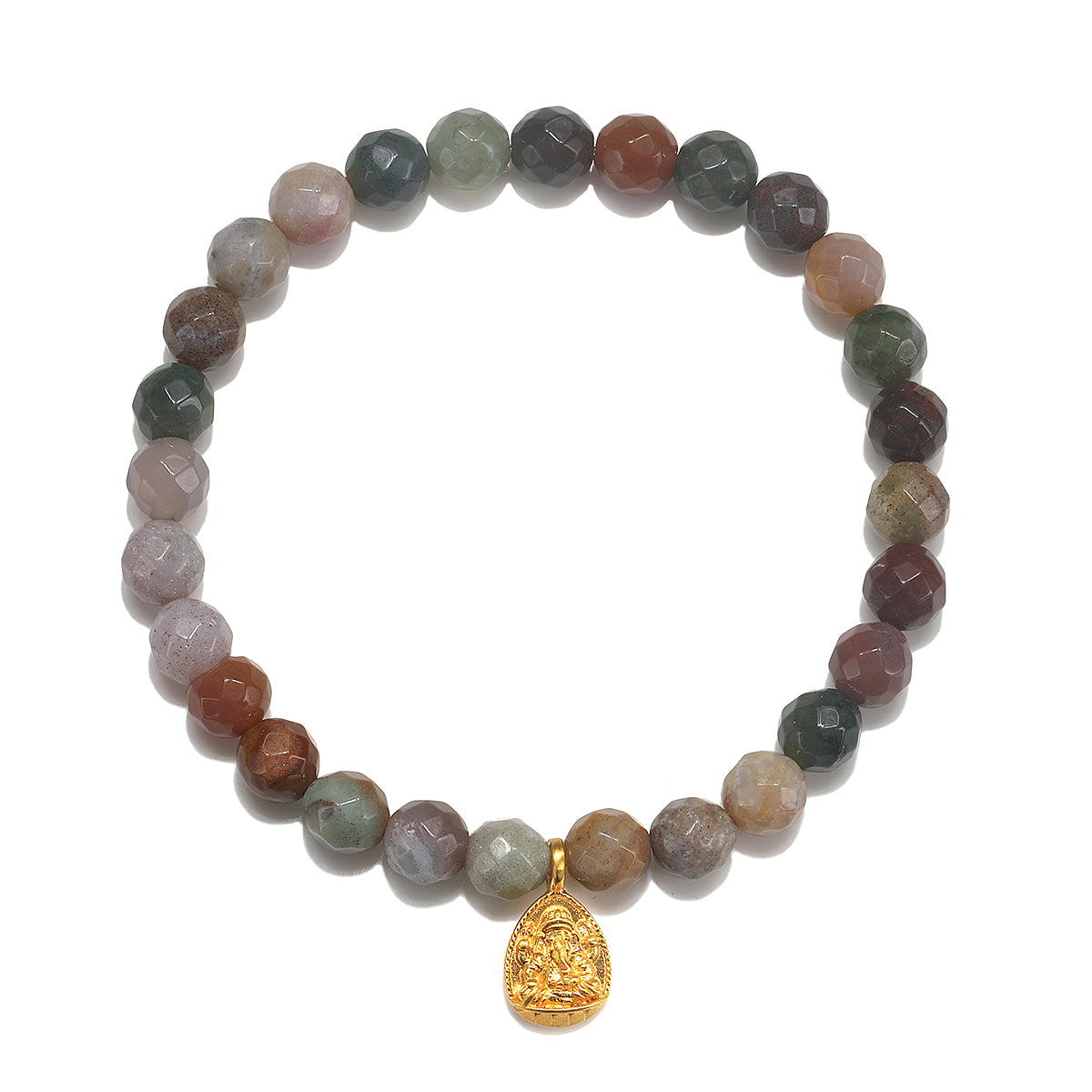 Ganesha Hindu God, Well-Being Fancy Jasper Gemstone Bracelet