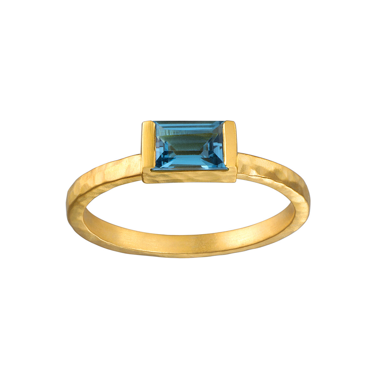 Speak with Love Blue Topaz Gold Ring