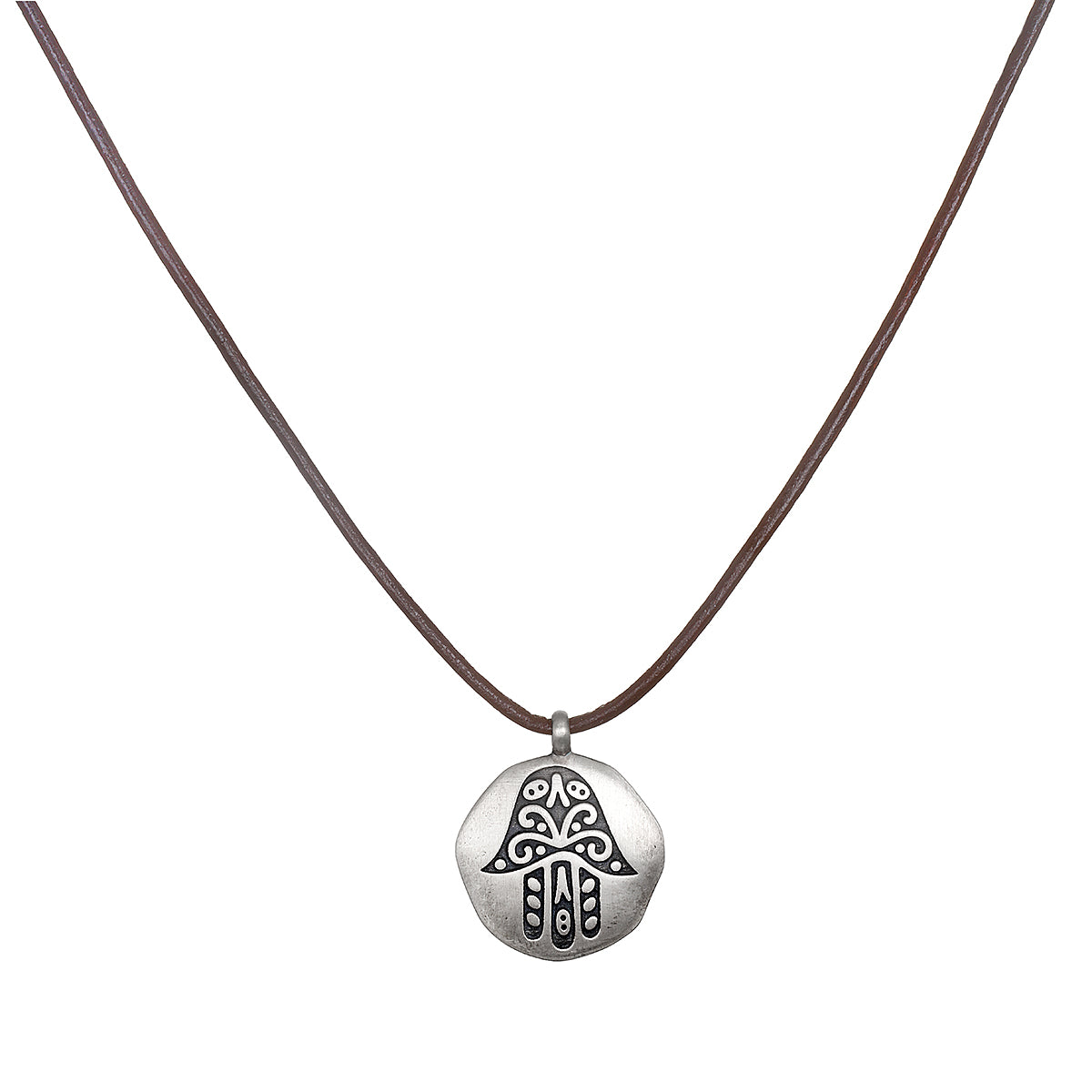 Protective Guardian Hamsa Leather Men's Necklace