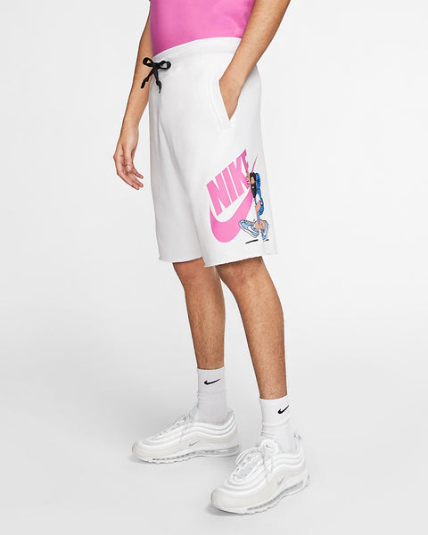 white and pink nike shorts