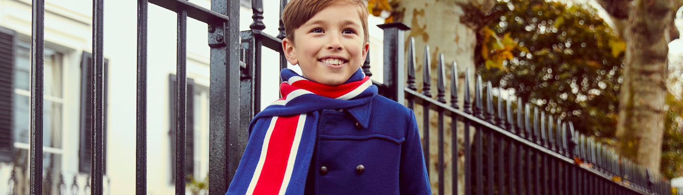 Luxury boys scarves luxury boys mufflers by Britannical luxury children's coats luxury boys coats luxury kids coats luxury children's clothing made in Britain