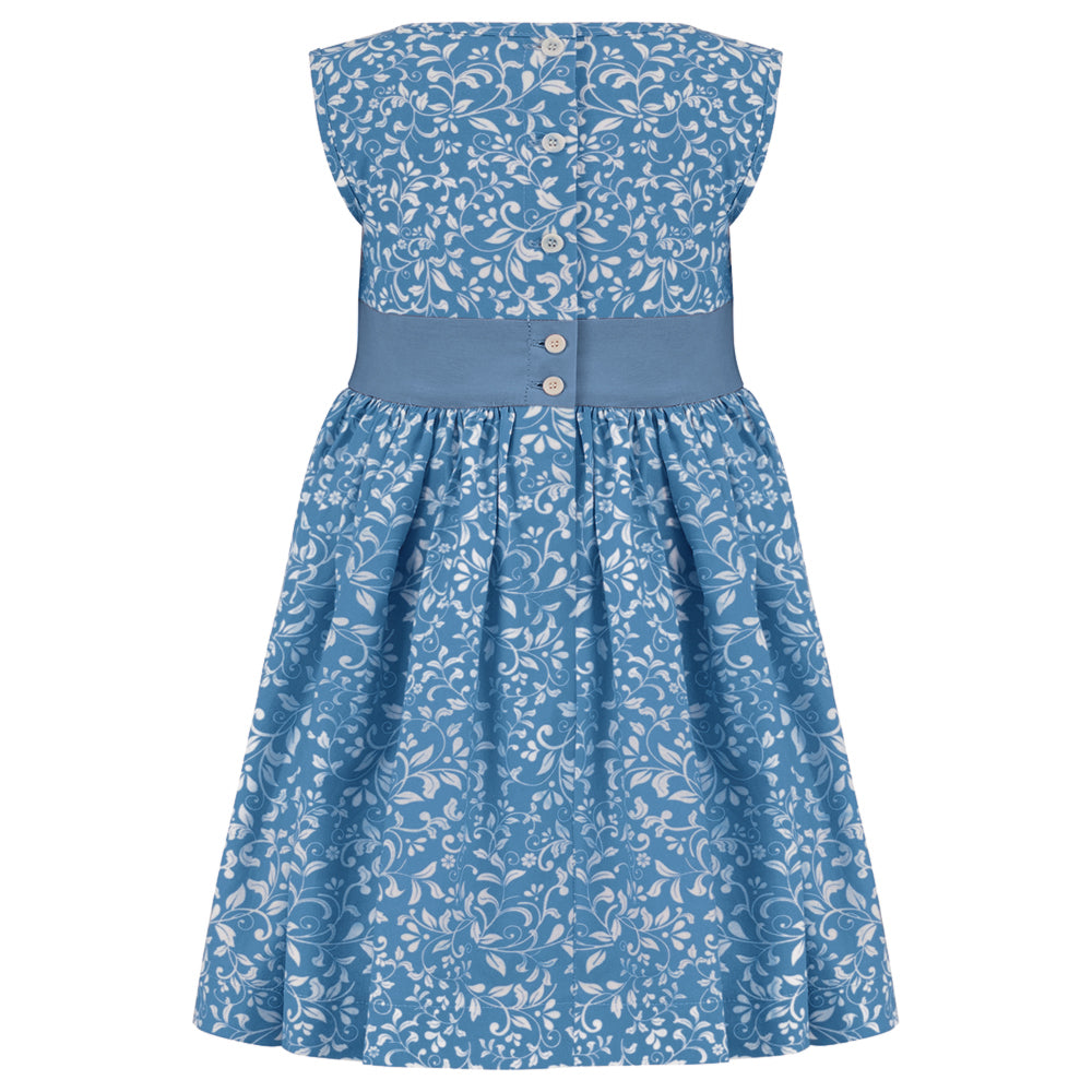 Girls Blue Floral Printed Cotton Dress, Size: Small at Rs 750