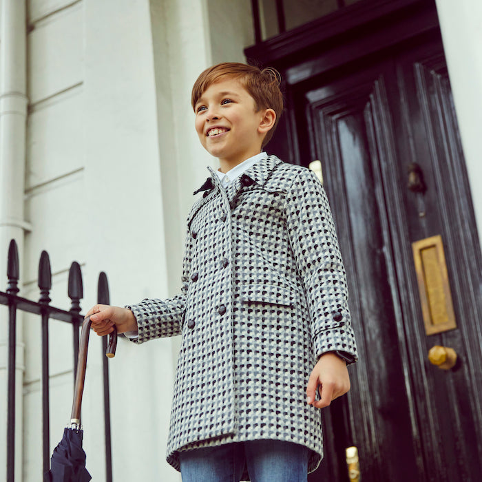 Black and White Boys Pea Coat (The Marylebone) Baker Street Monochrome ...