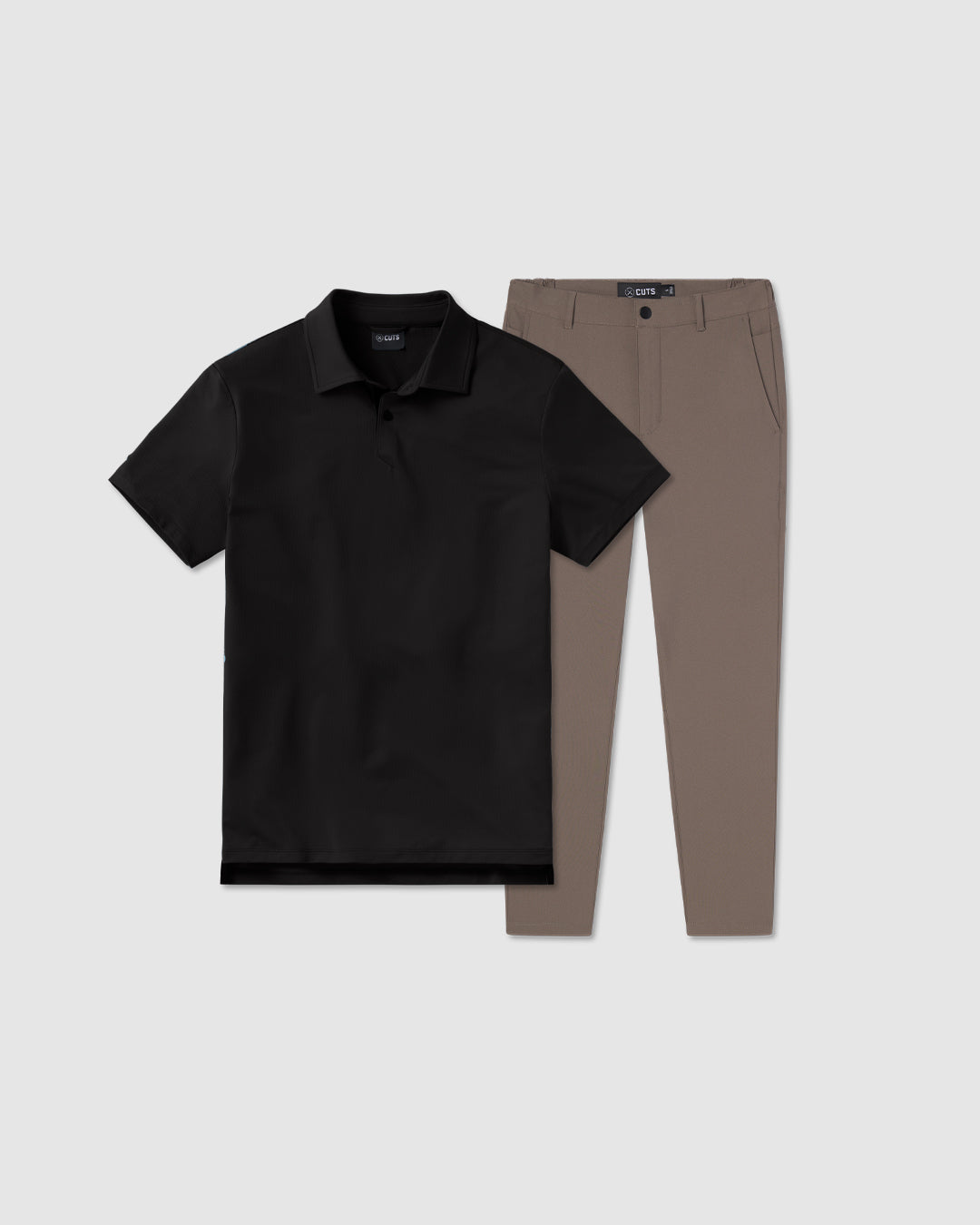 Kit flat lay featuring AO joggers in Dark Pine and a Black T-shirt