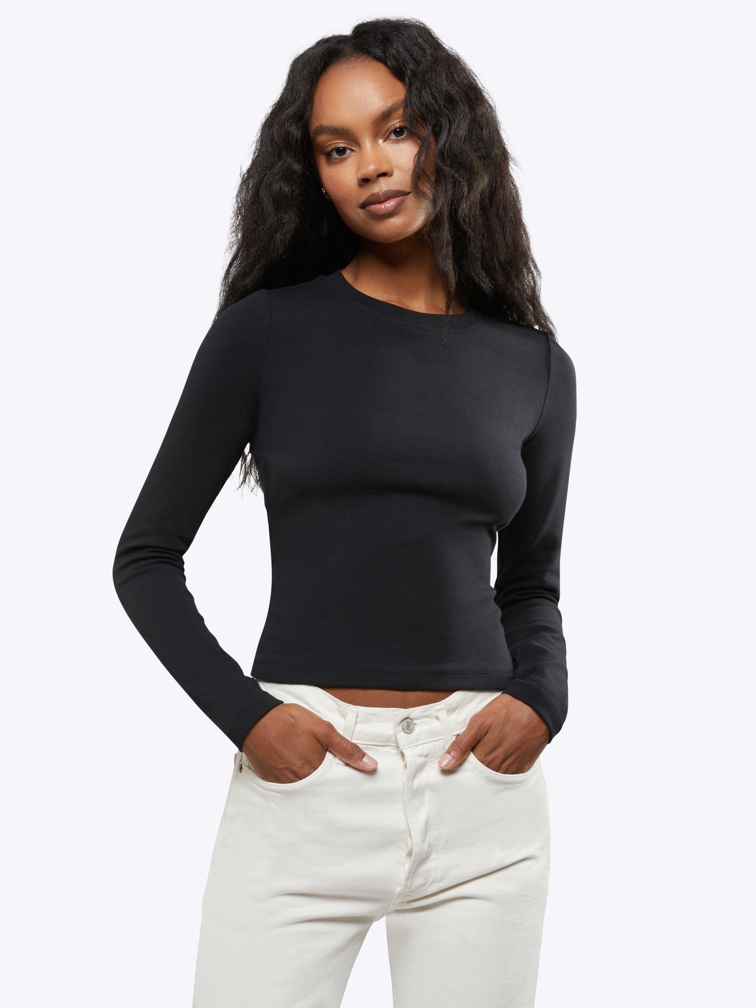 Long Sleeve Tomboy Tee Cropped  Fossil Slim-fit Tomboy™ Cotton