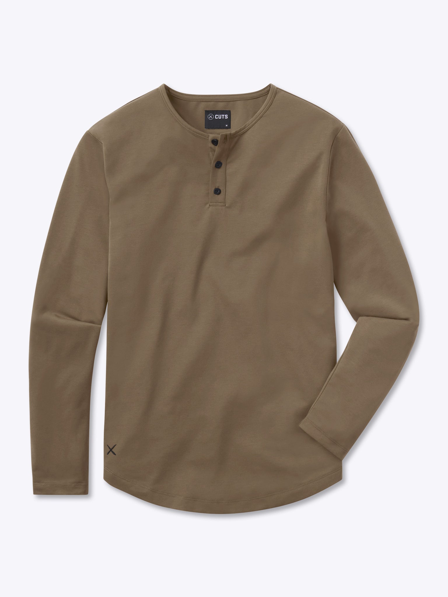 AO Long Sleeve Henley Curve-Hem