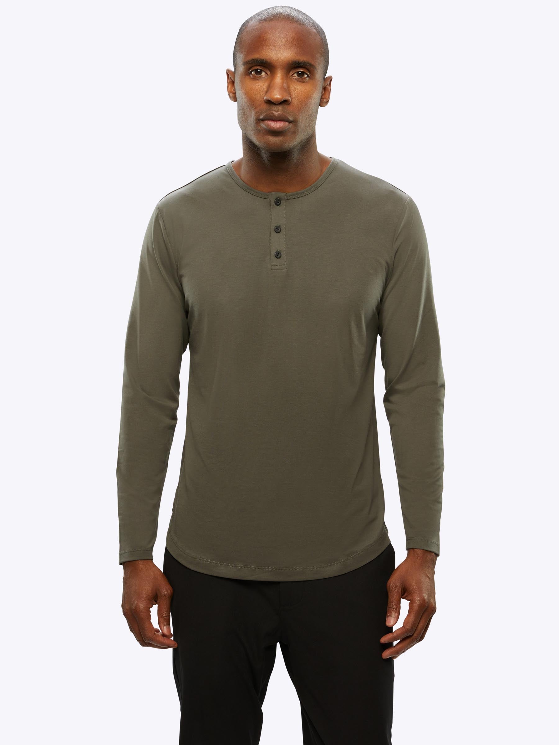 AO Long Sleeve Henley Curve-Hem | Slate Signature-fit PYCA Pro® - $21. ...