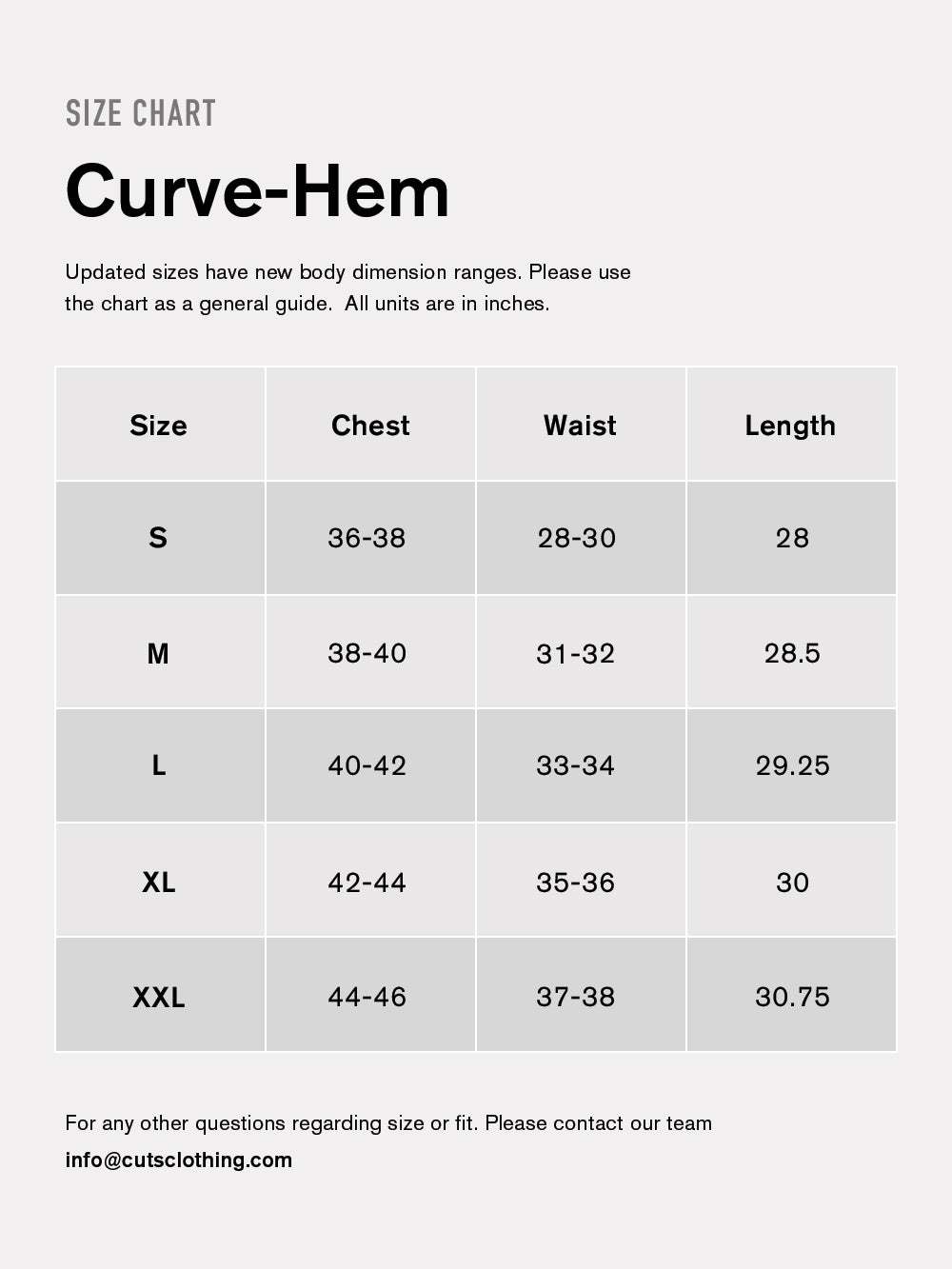 Fit Guide and Size Charts