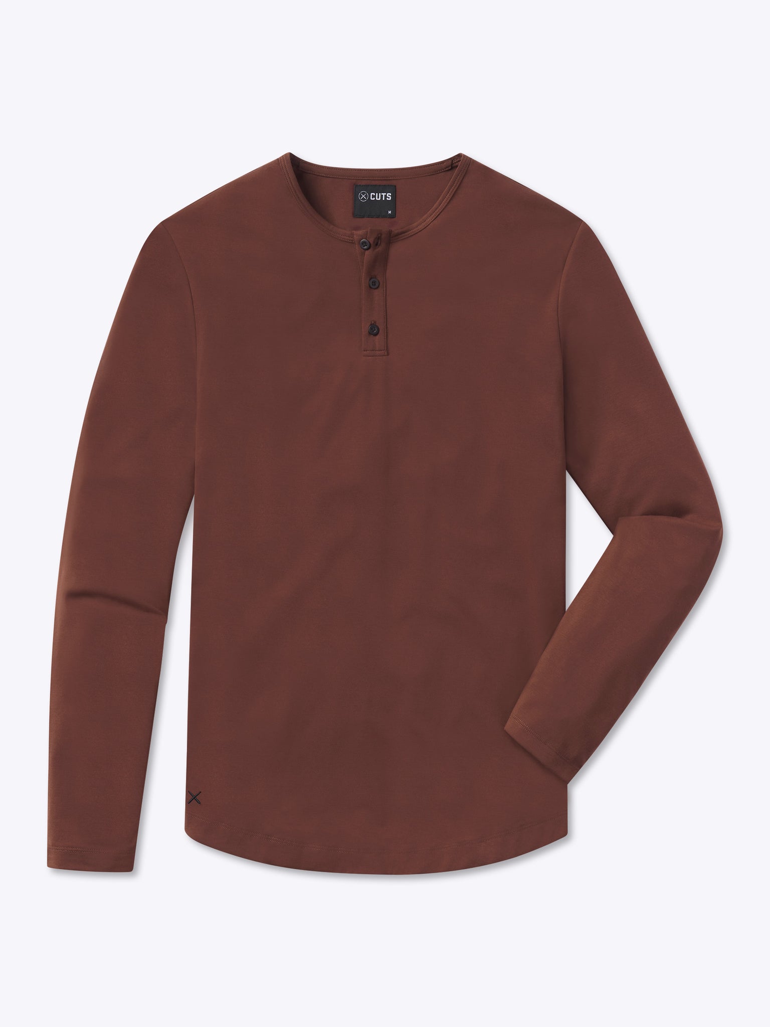 AO Long Sleeve Henley Curve-Hem | Umber Signature-fit PYCA Pro®