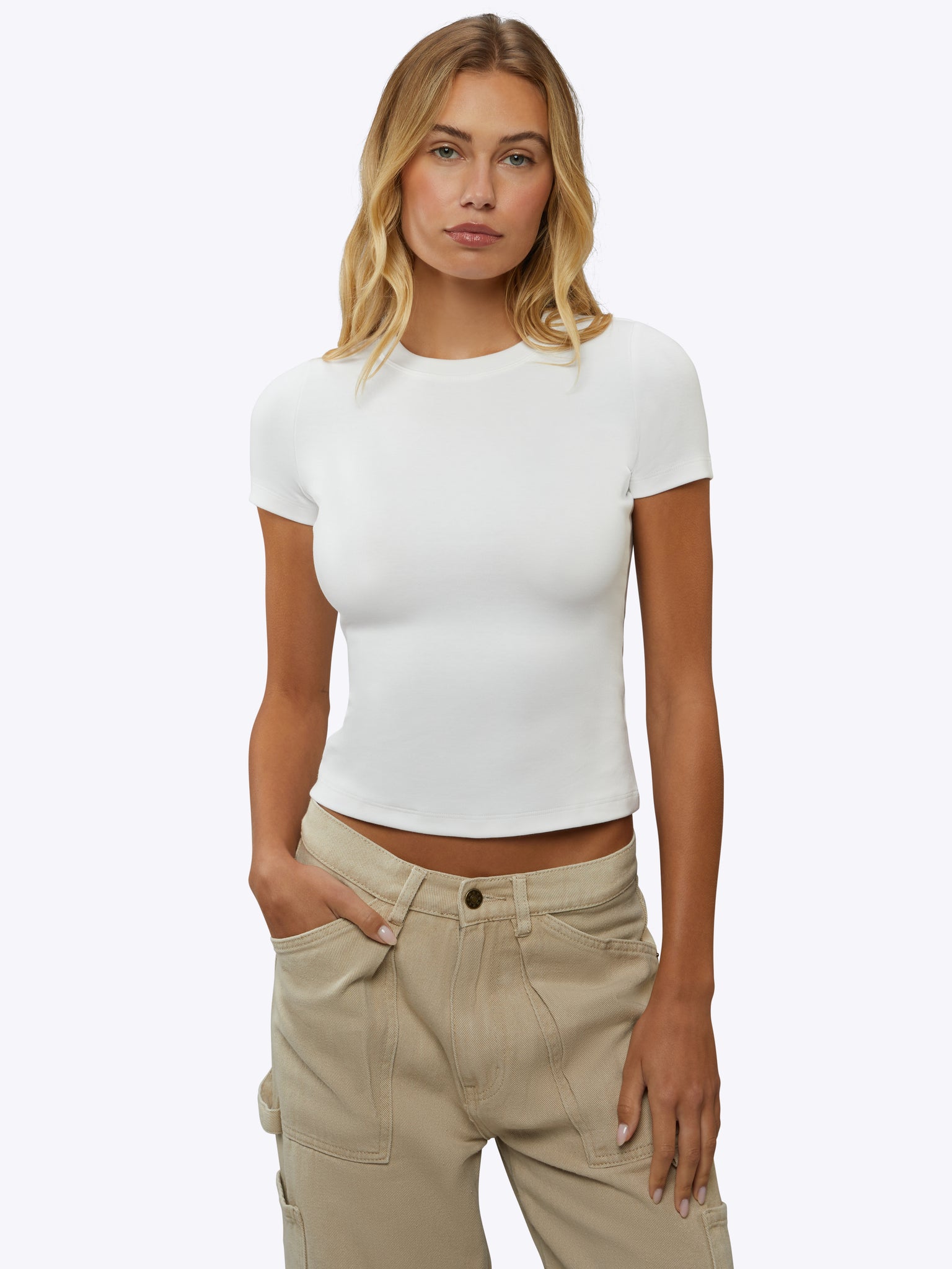 Long Sleeve Tomboy Tee Cropped  Fossil Slim-fit Tomboy™ Cotton