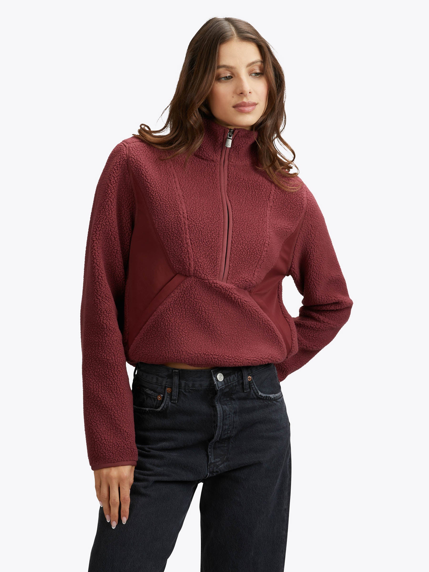 Image of Polartec® Sherpa 1/2 Zip | Cabernet Classic-Fit Womens