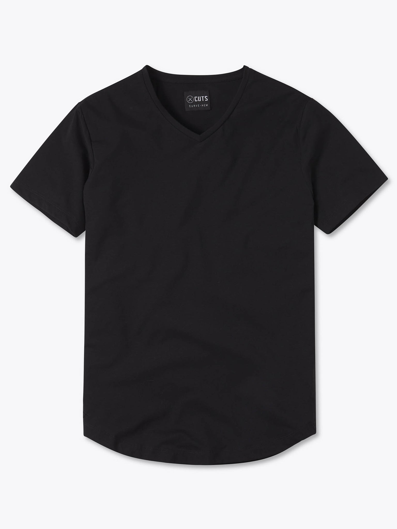 AO V-Neck Curve-Hem Tee | Black Signature-fit PYCA Pro®