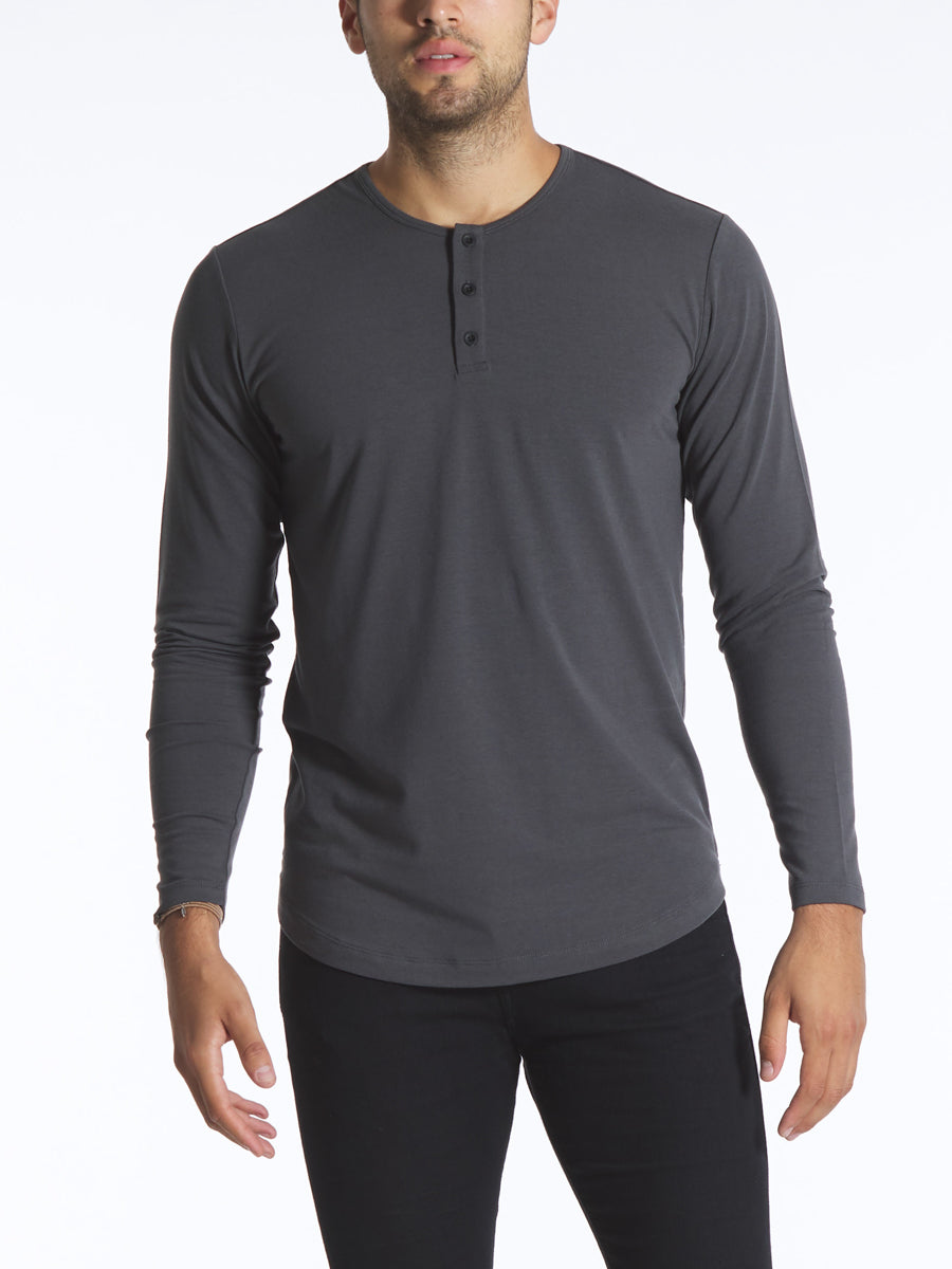 Slate L/S Henley Curve-Hem – CUTS CLOTHING