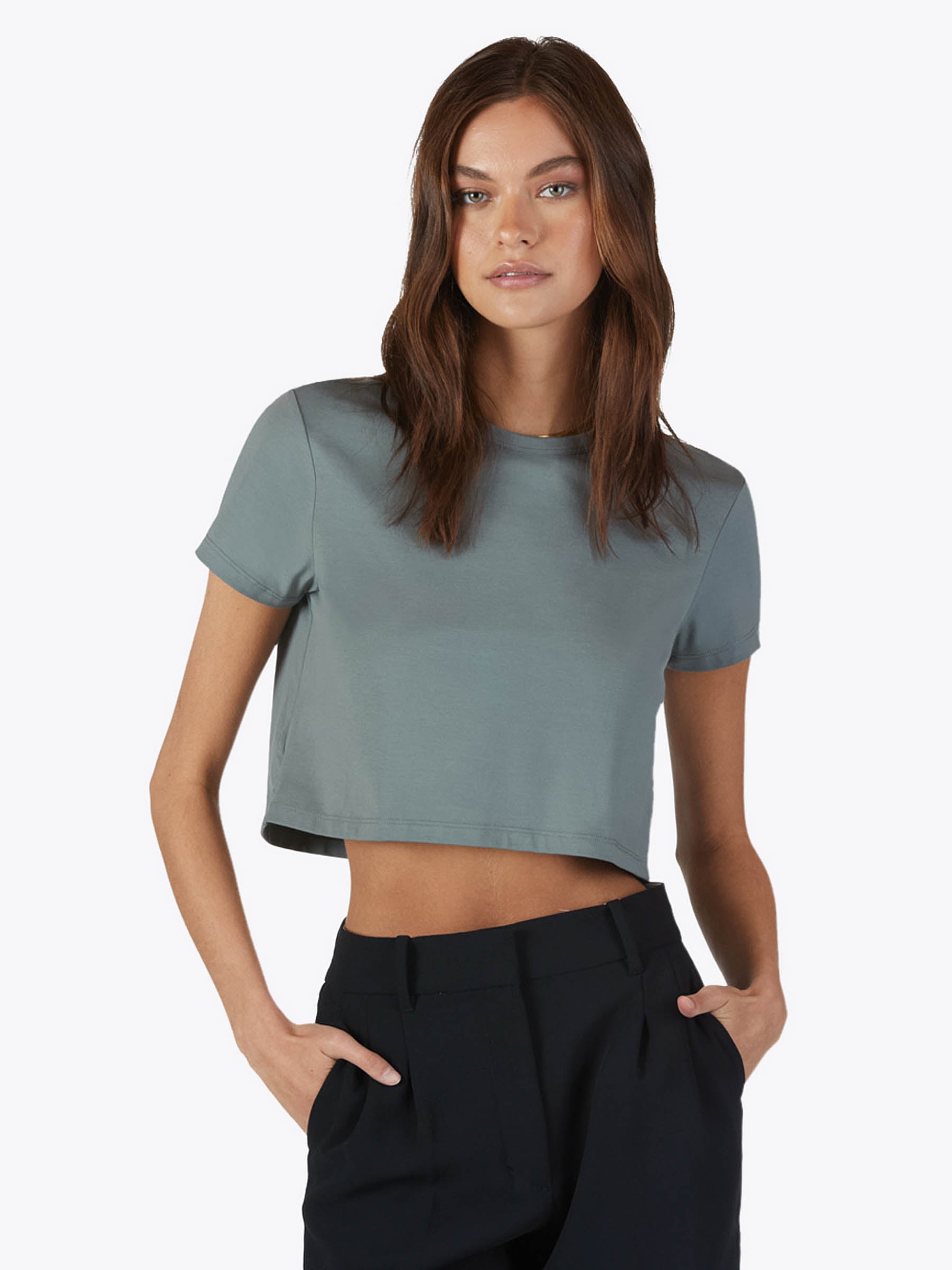 Image of Almost Friday Tee Cropped | Sage Classic-fit PYCA Pro®