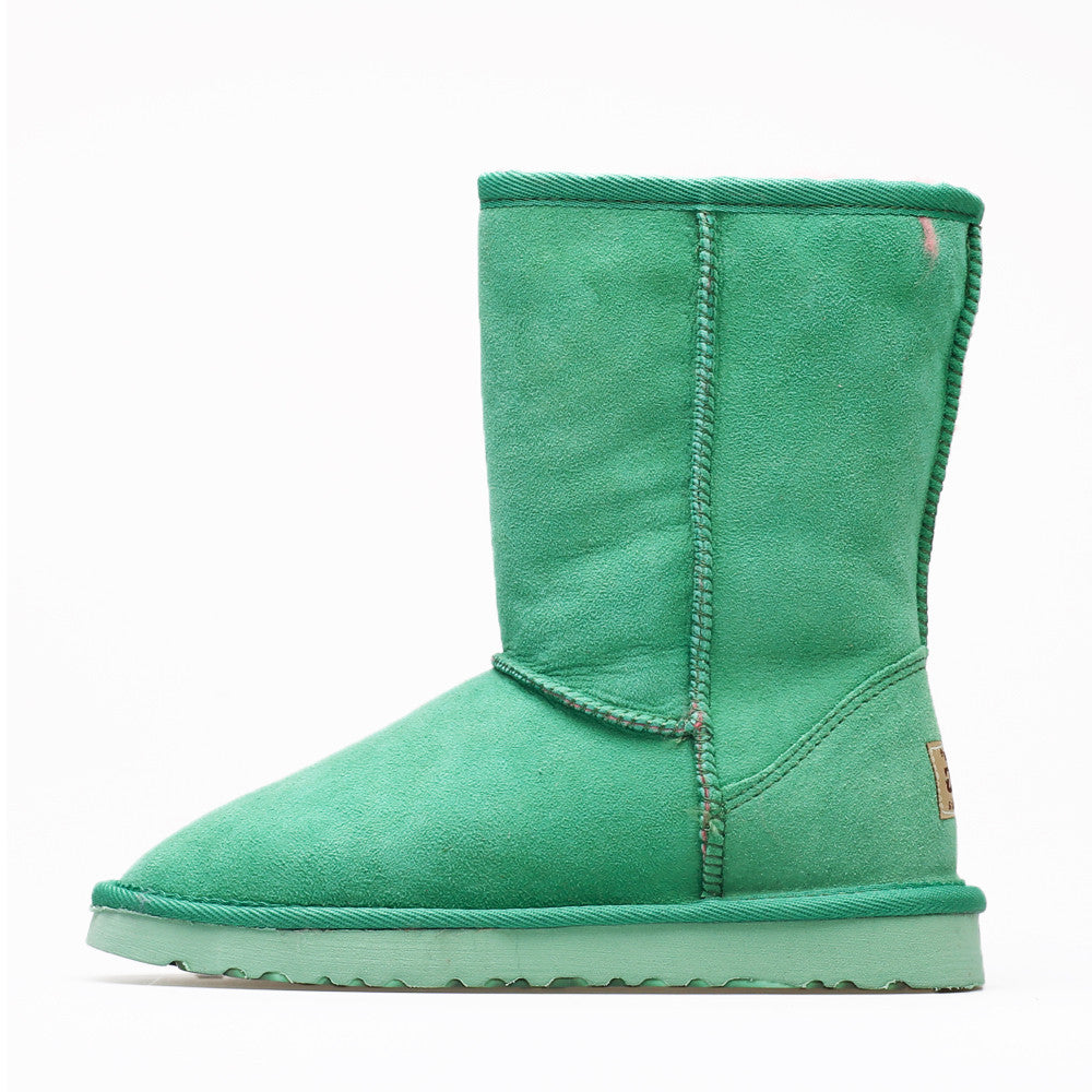 green sheepskin boots