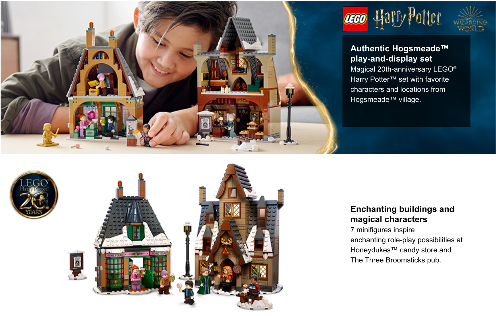 LEGO Harry Potter Hogsmeade Village Visit 76388 Building Toy, 20th  Anniversary Set with Collectible Golden Ron Weasley Minifigure, Birthday  Gift for