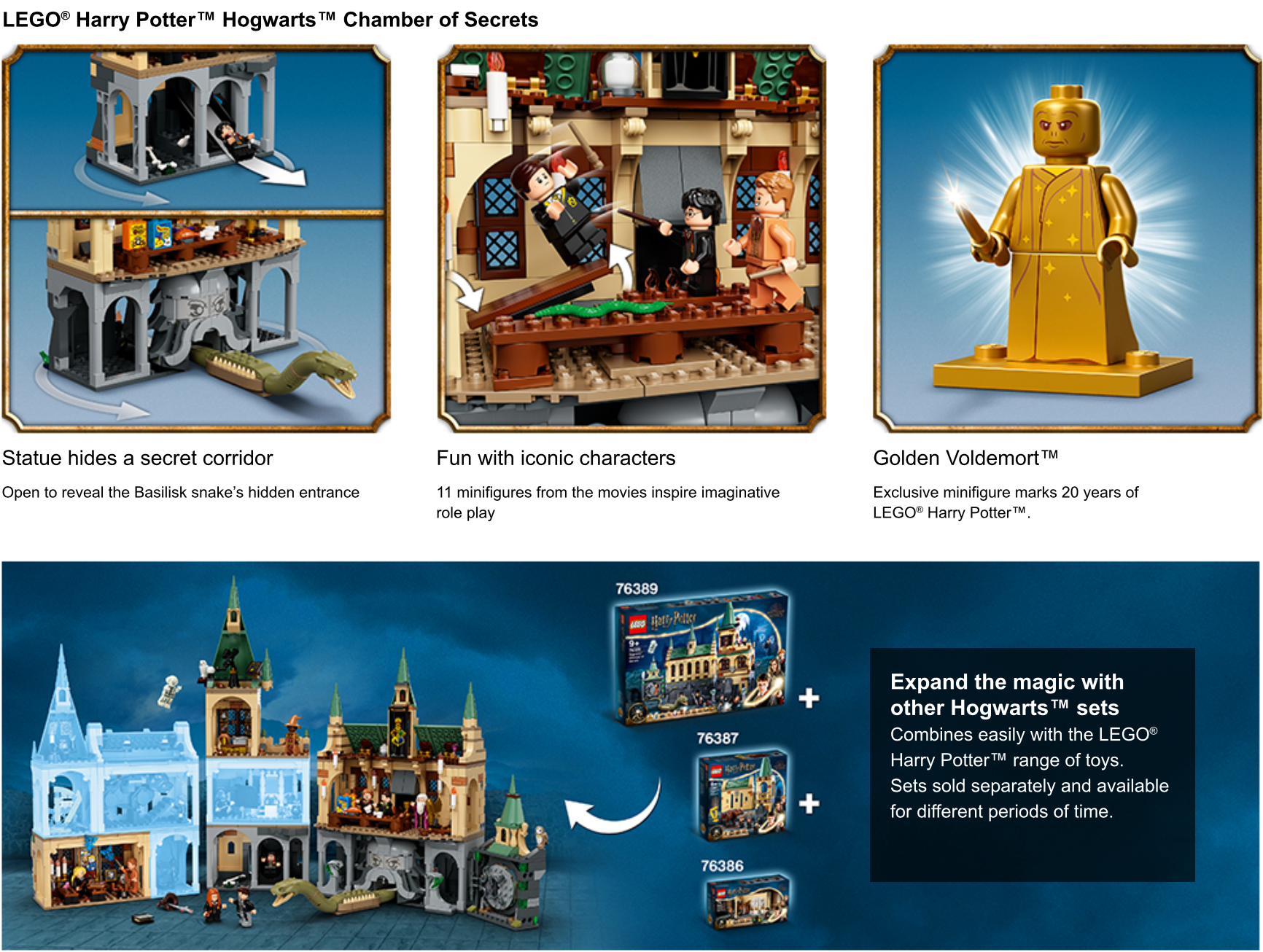 LEGO Harry Potter Hogwarts Chamber of Secrets 76389 Castle Toy with The  Great Hall, 20th Anniversary Model Set with Collectible Golden Voldemort  Minifigure and Glow-in-the-Dark Nearly Headless Nick 