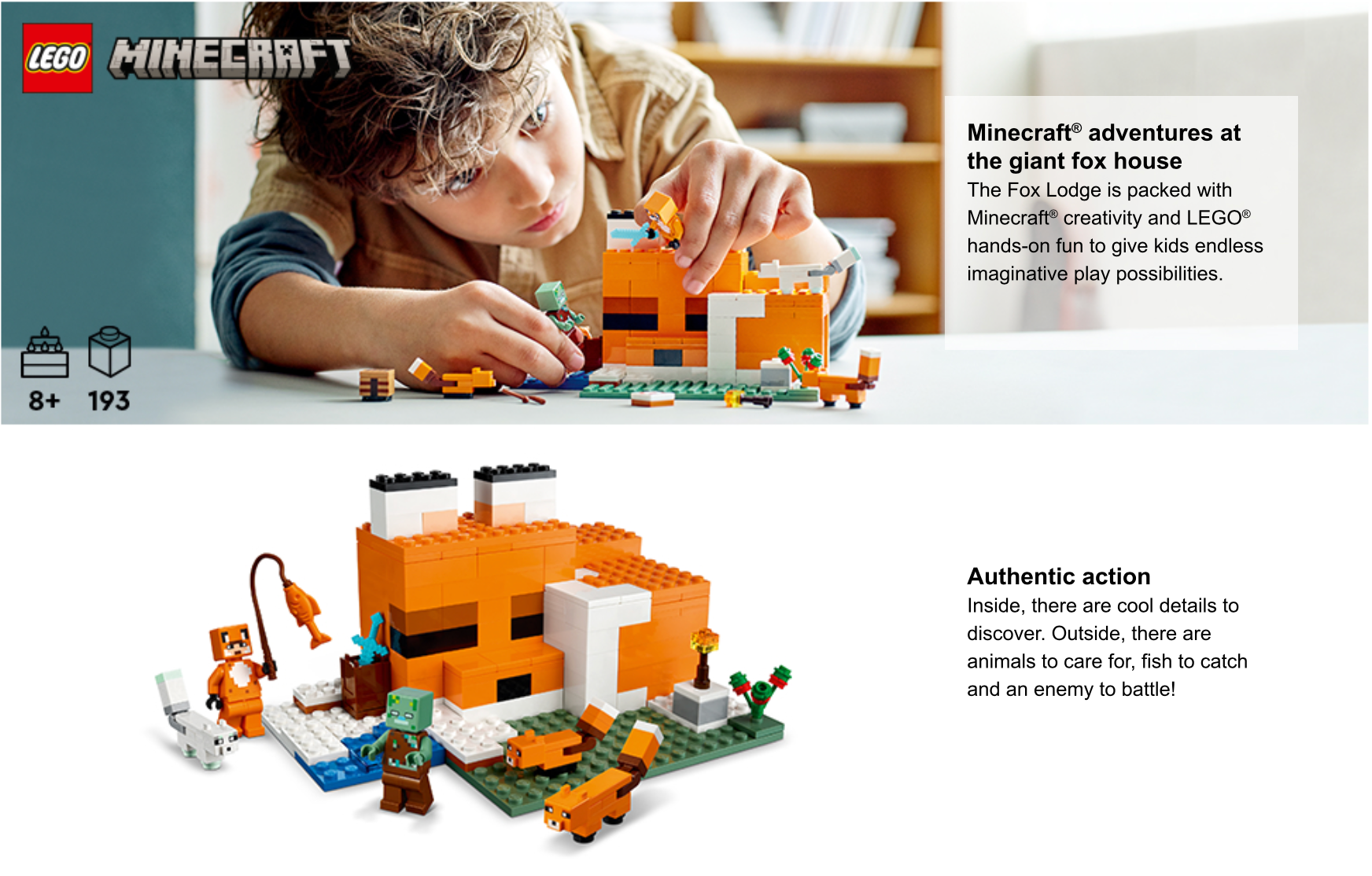 Figurine Lego® Minecraft - Héros Skin Renard