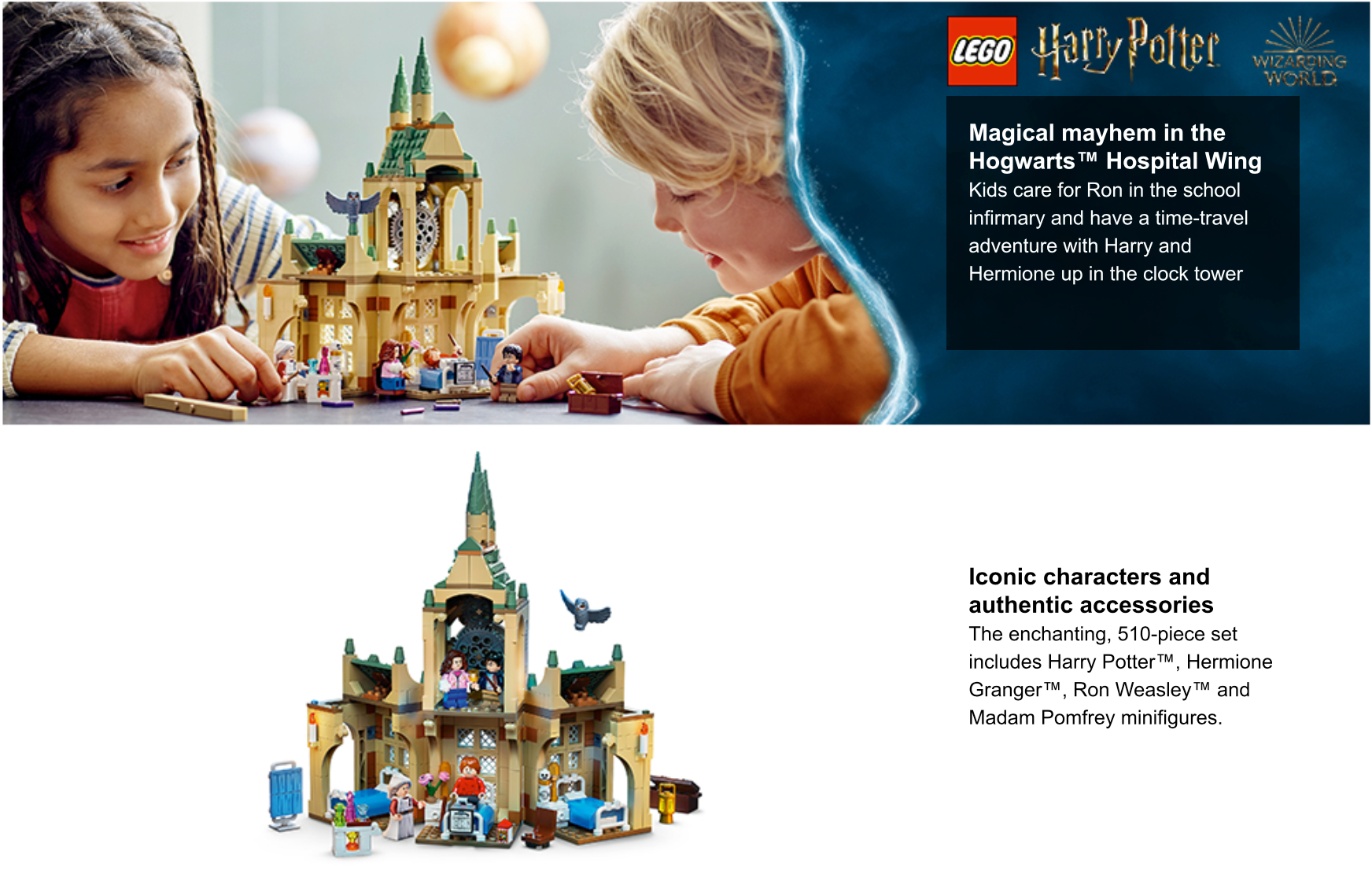 LEGO Harry Potter Hogwarts Hospital Wing 76398 Building Toy Castle Kit with  Clock Tower, The Prisoner of Azkaban, Includes Harry Potter, Hermione