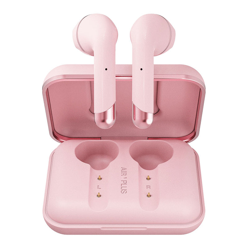 pink true wireless earbuds