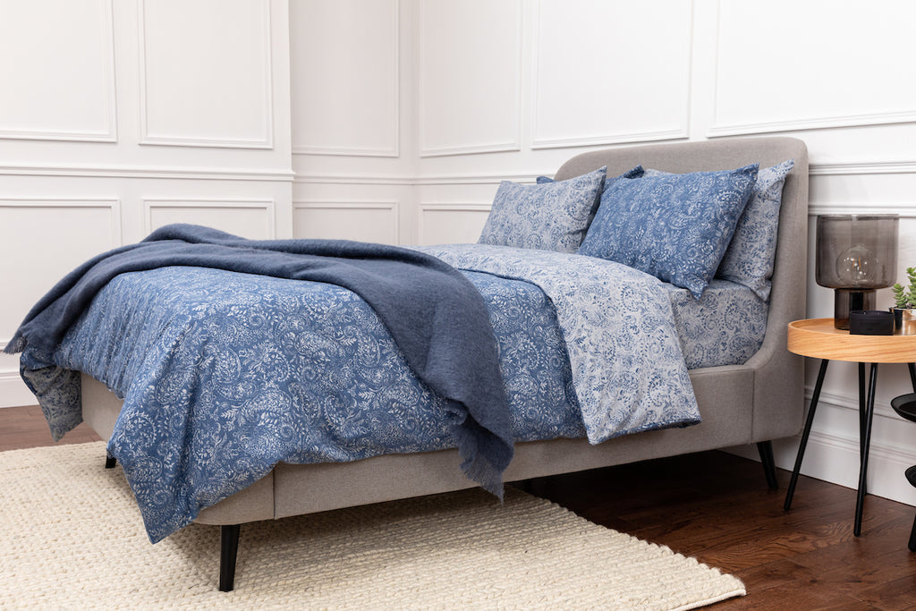 Foxford Indigo Blue Paisley Flannel Duvet Cover