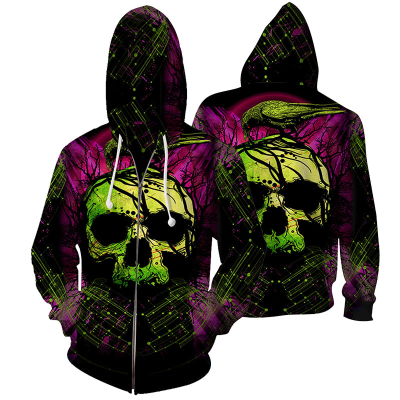 skull zipper hoodie