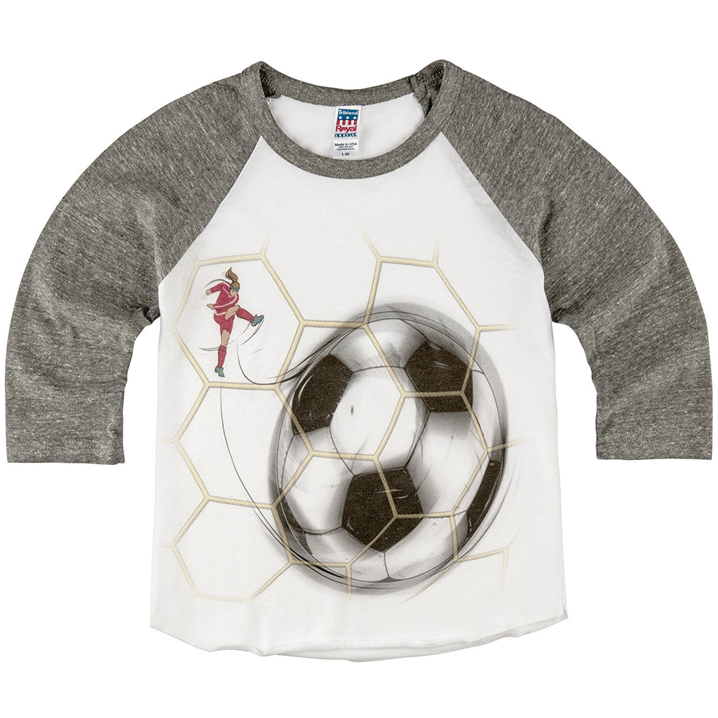 Shirts That Go Little Girls' Soccer Goal Ball & Net Raglan T-Shirt ...