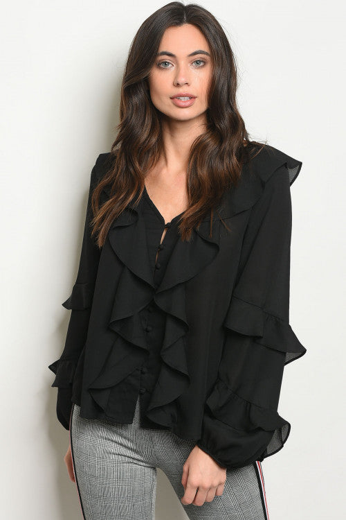 v neck ruffle top